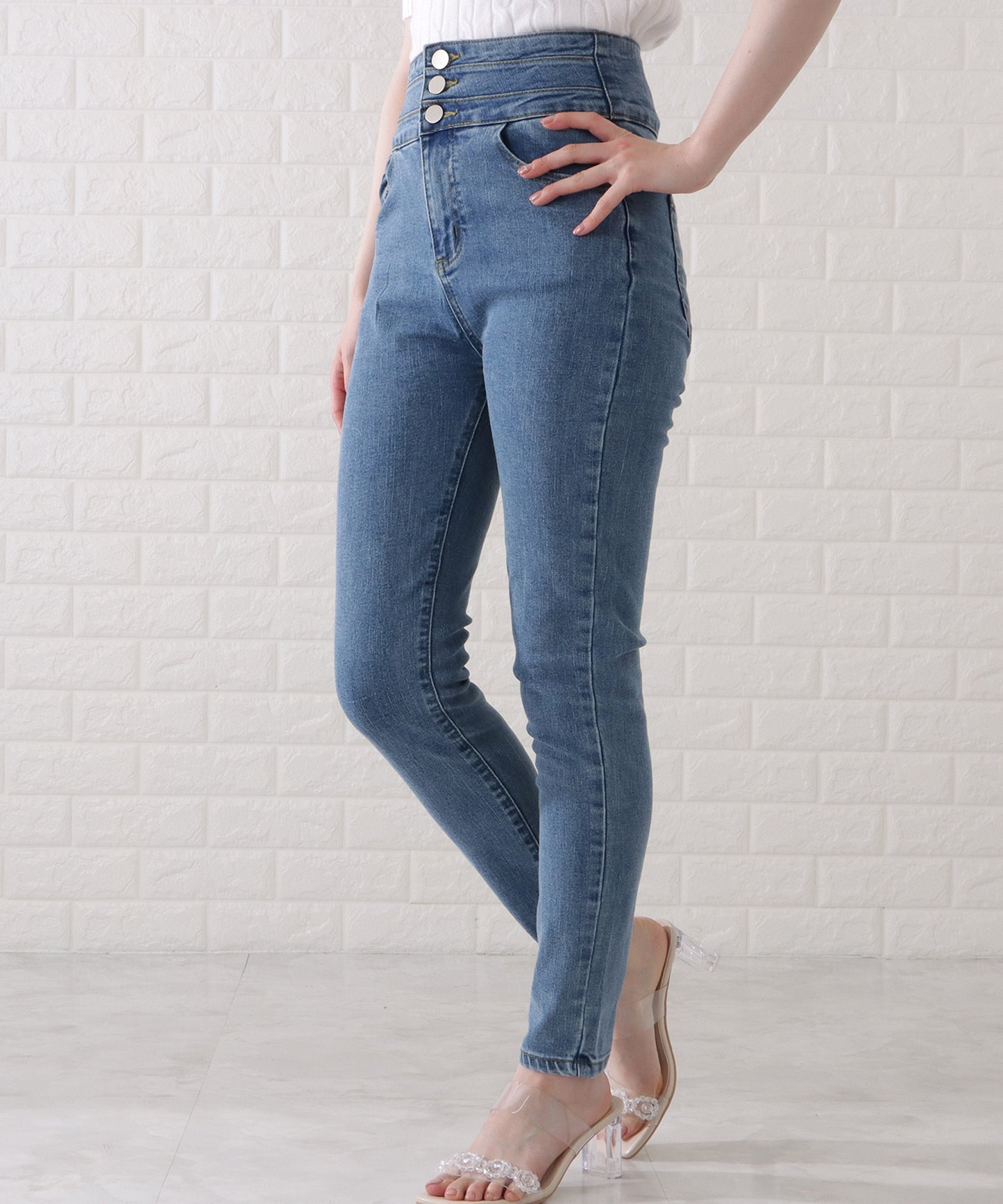 ハイウエストストレッチデニムパンツ