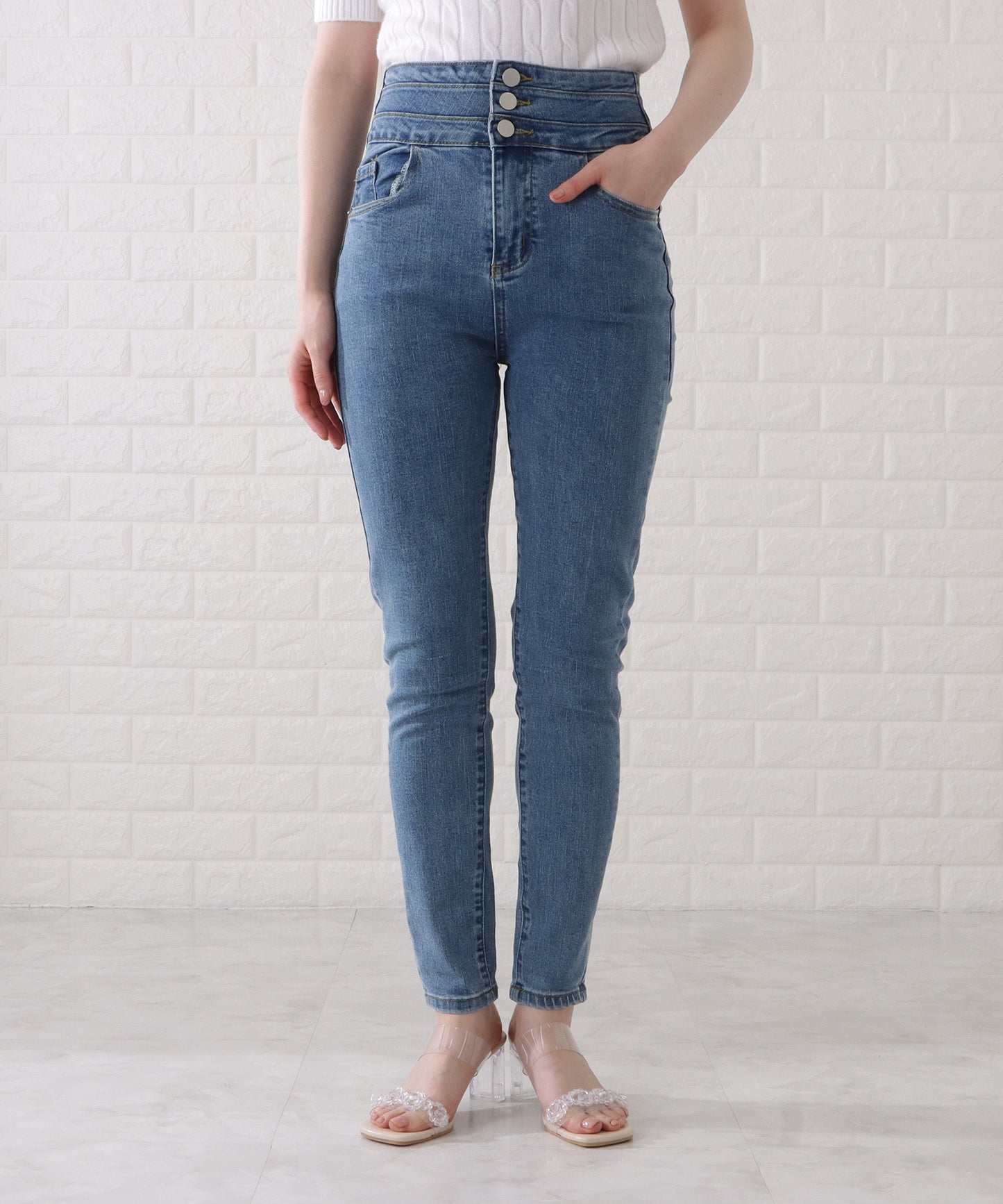ハイウエストストレッチデニムパンツ