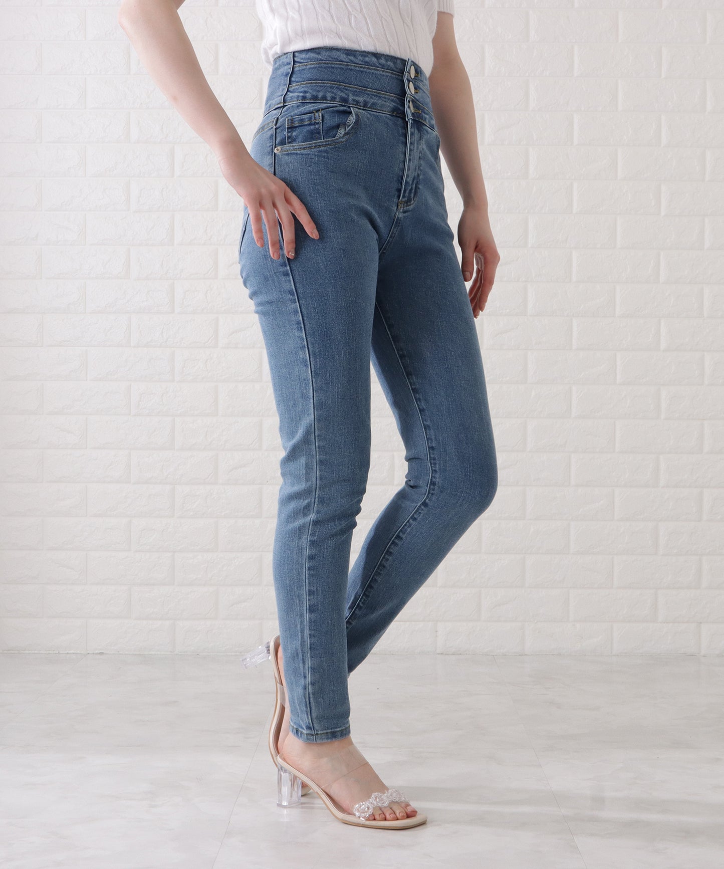 ハイウエストストレッチデニムパンツ