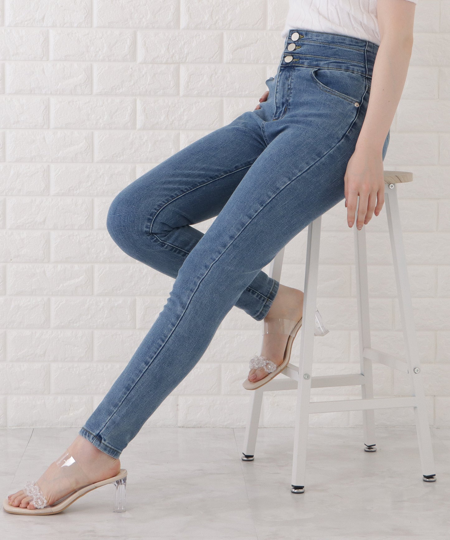 ハイウエストストレッチデニムパンツ