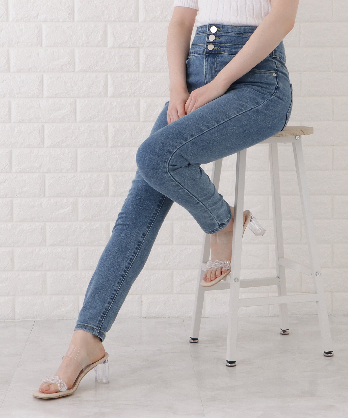 ハイウエストストレッチデニムパンツ