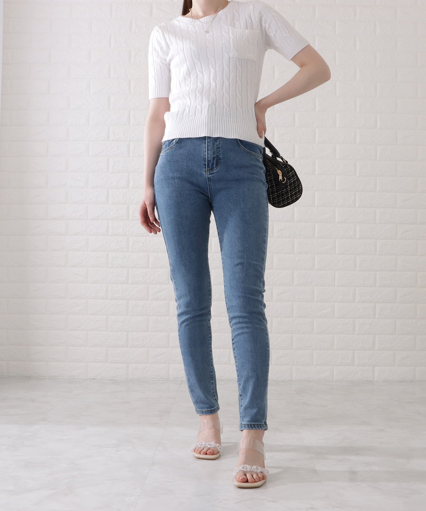 ハイウエストストレッチデニムパンツ