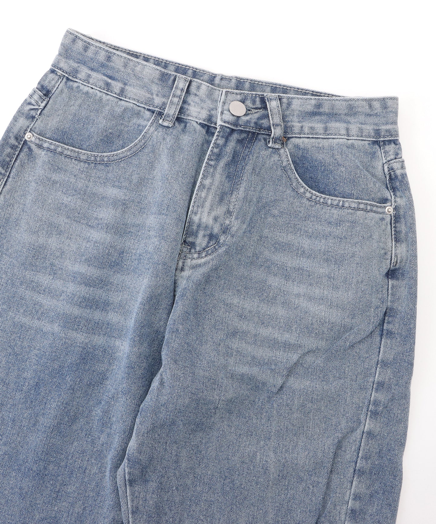 センタースリット入りストレートデニムパンツ