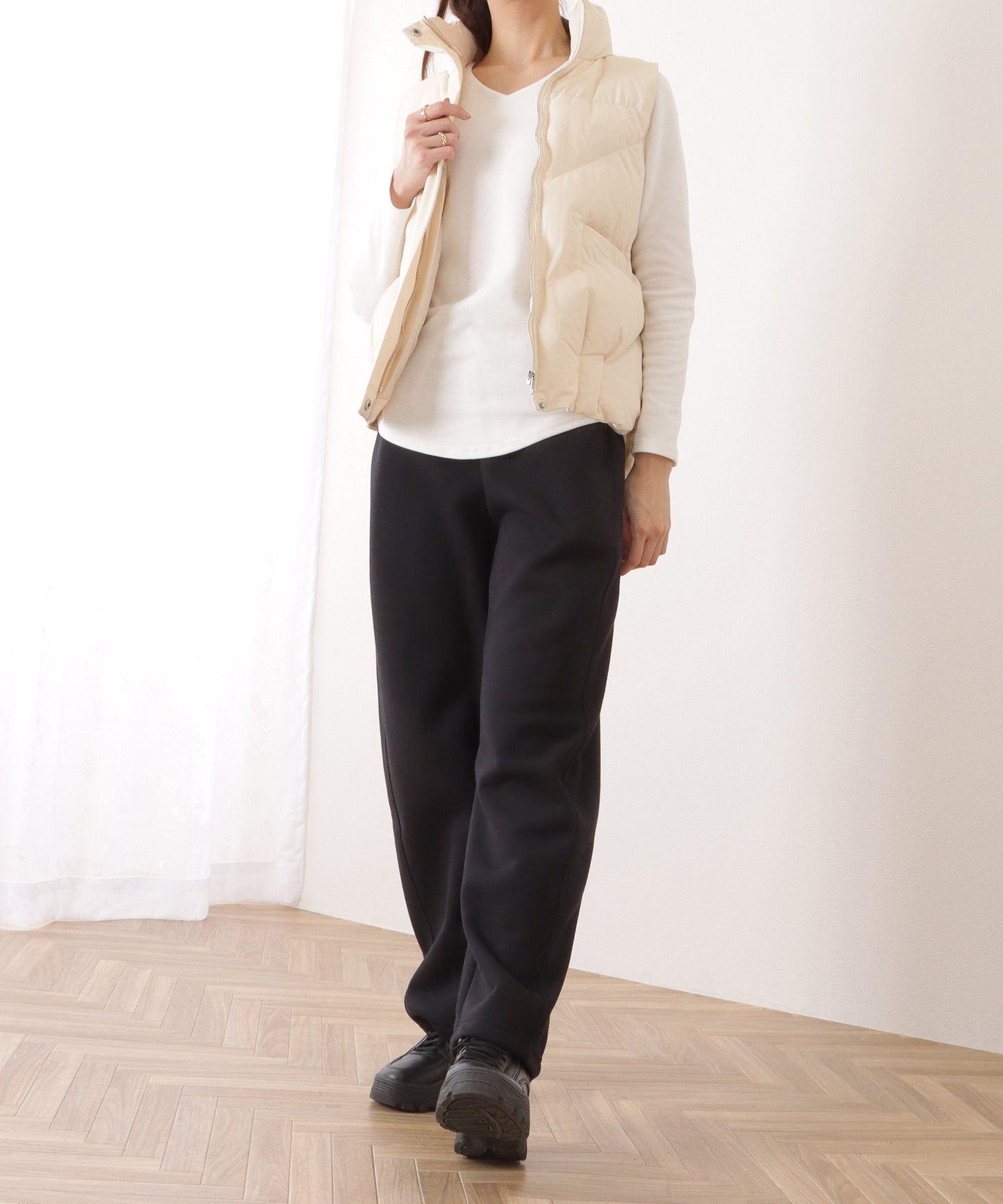 裏起毛ストレートワイドイージーパンツ