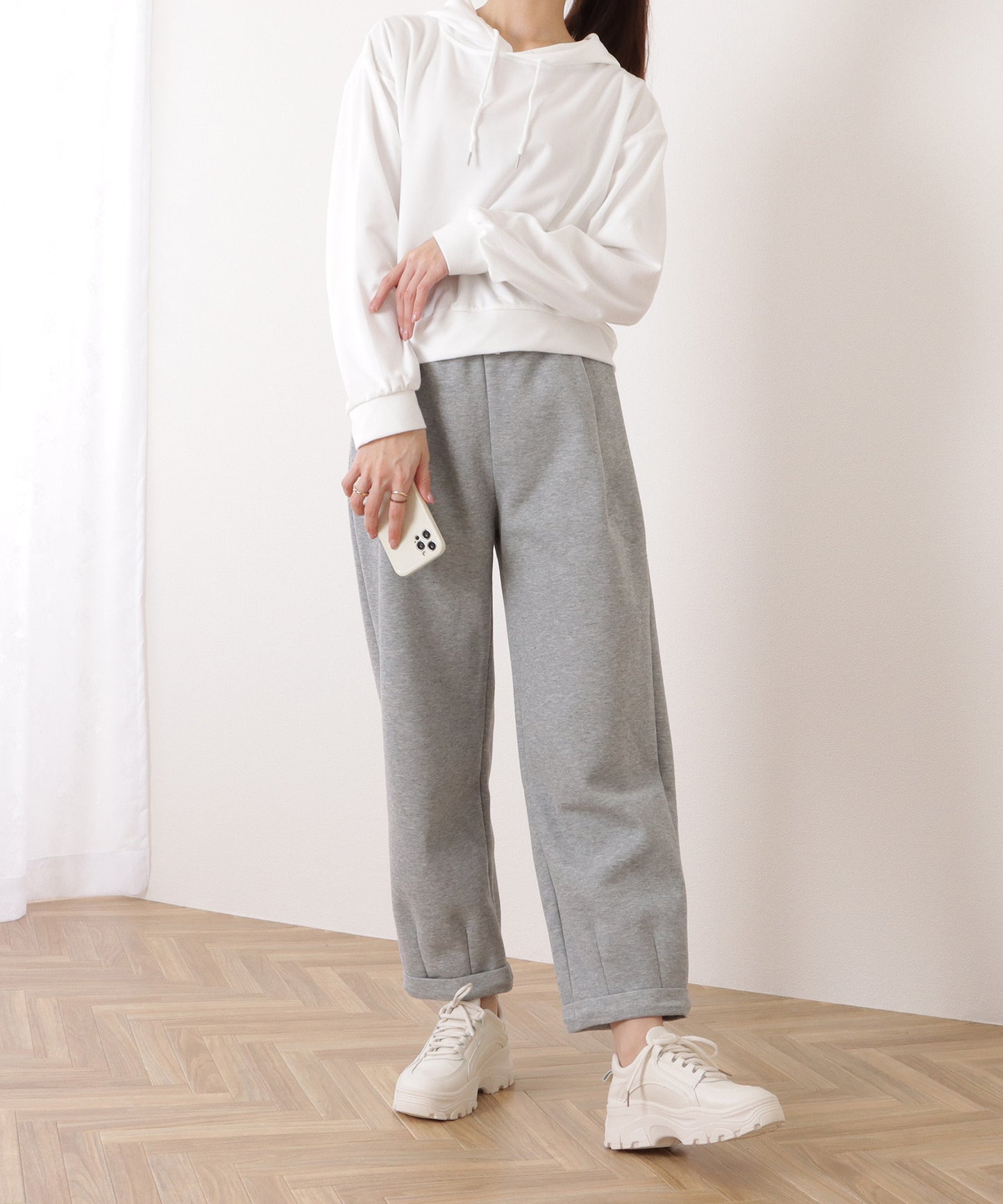 裏起毛ロールアップイージーパンツ