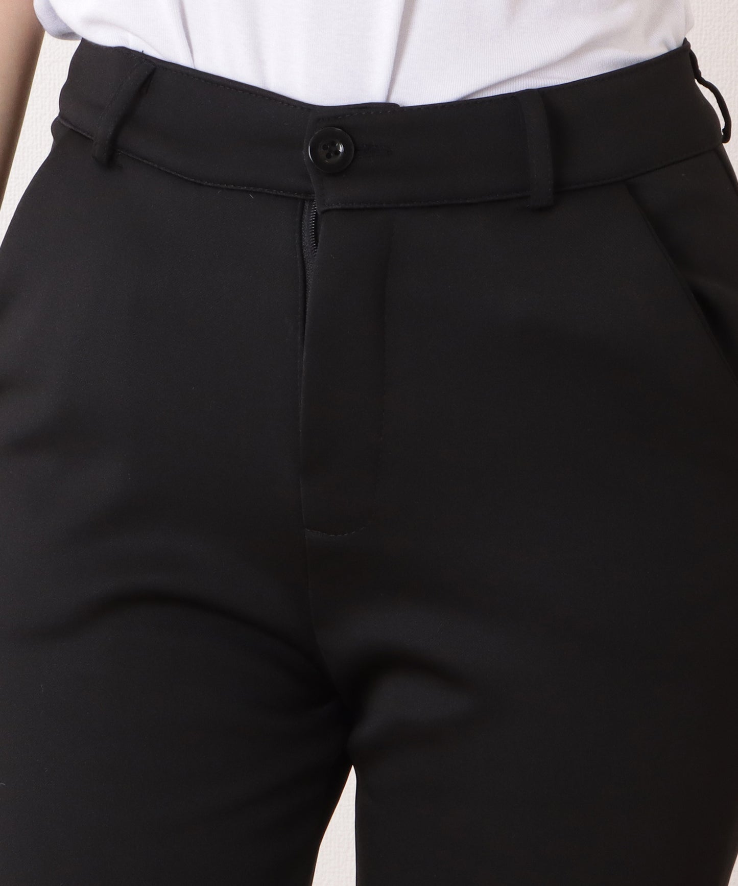 裏起毛ハイウエストストレッチストレートパンツ