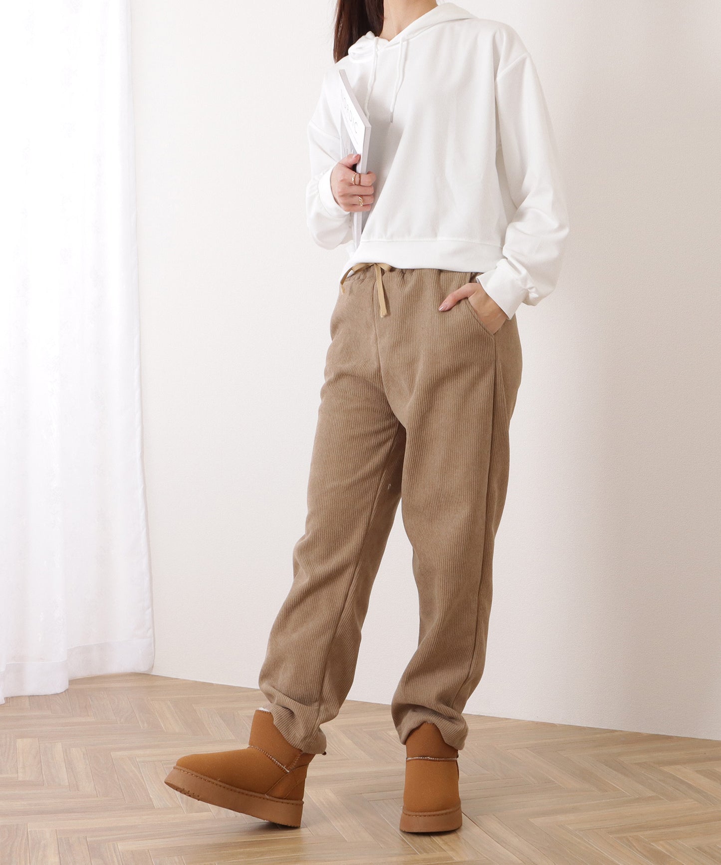裏起毛コーデュロイストレートイージーパンツ