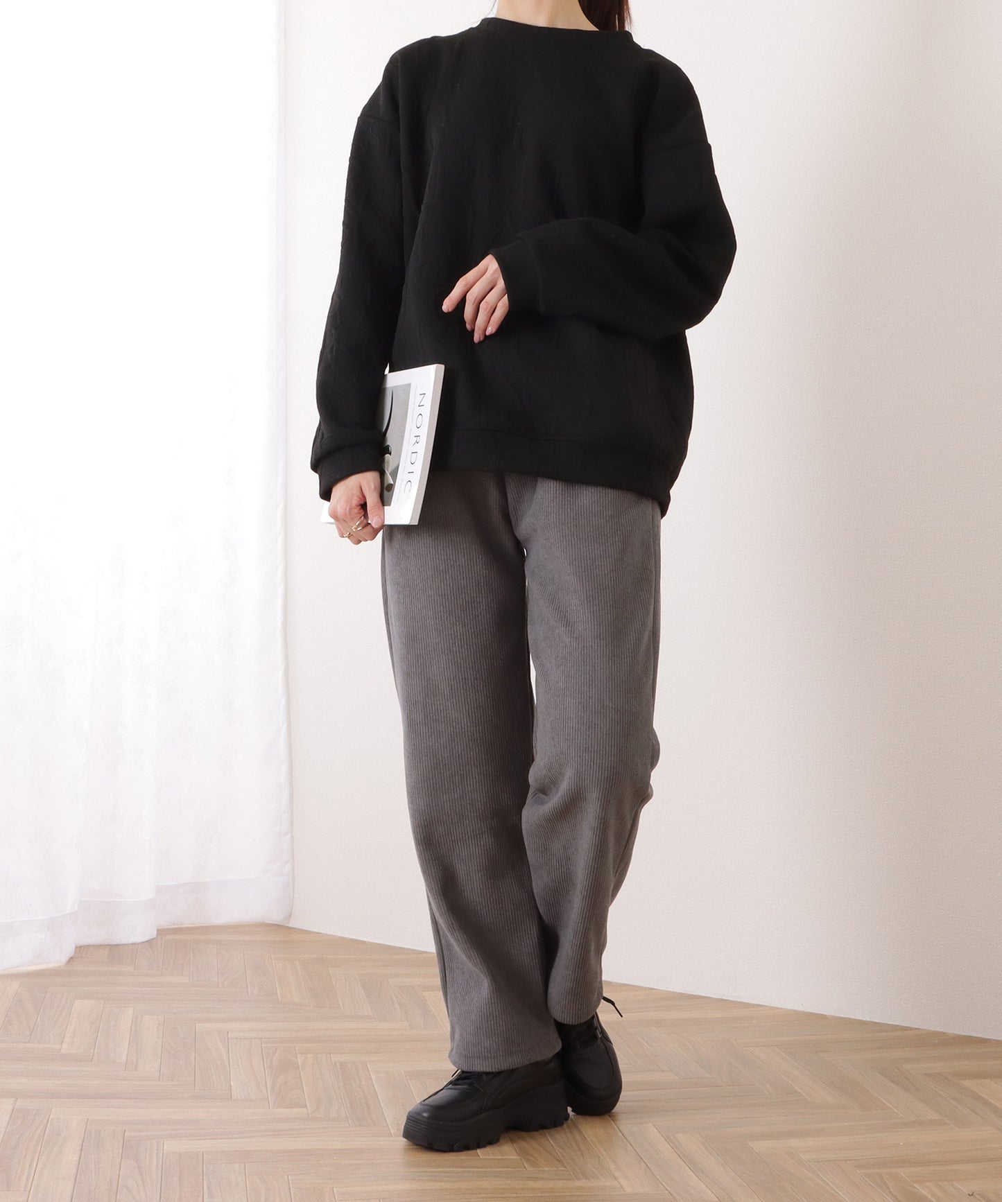 裏起毛コーデュロイストレートイージーパンツ