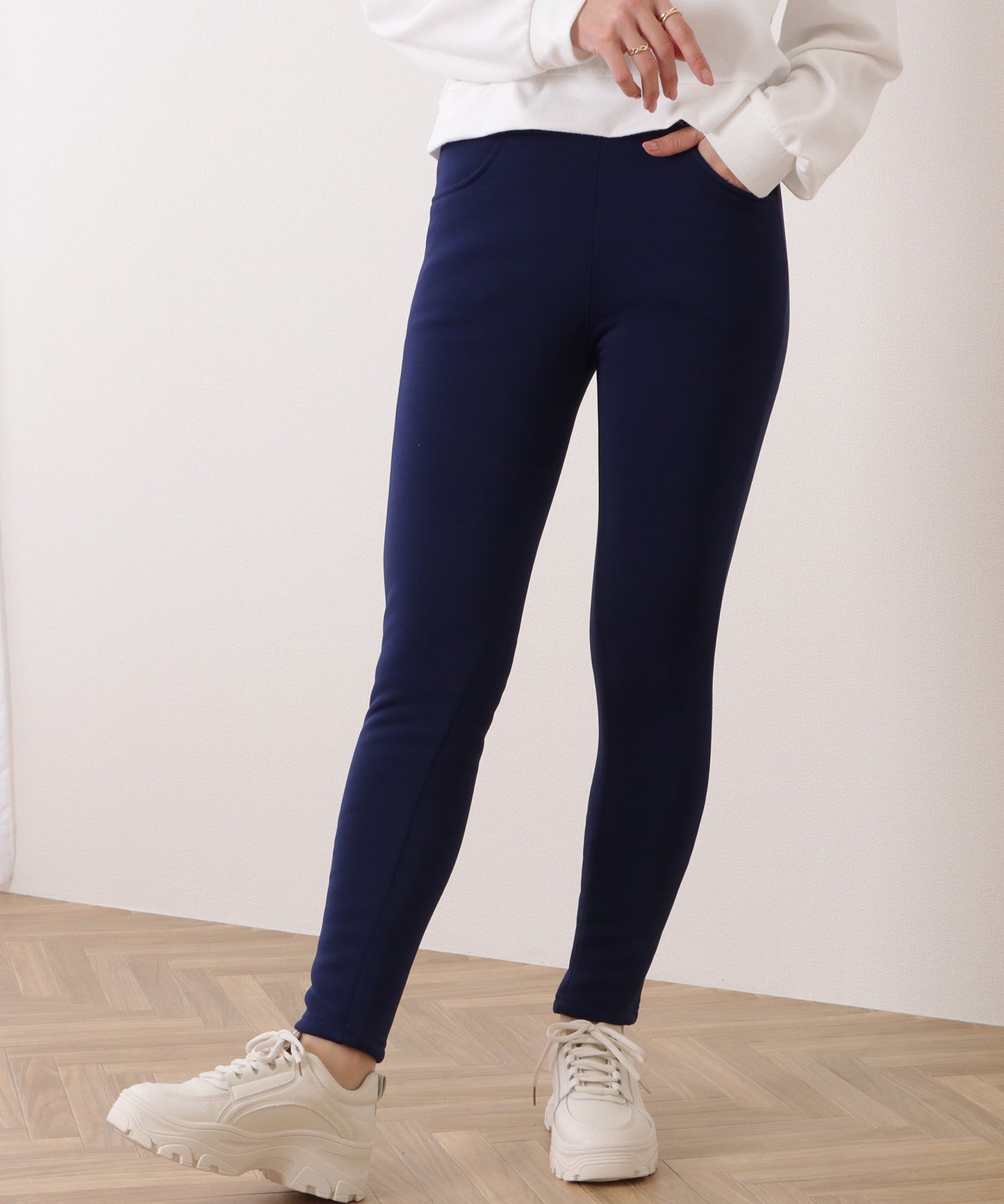 裏シャギーハイウエストストレッチパンツ