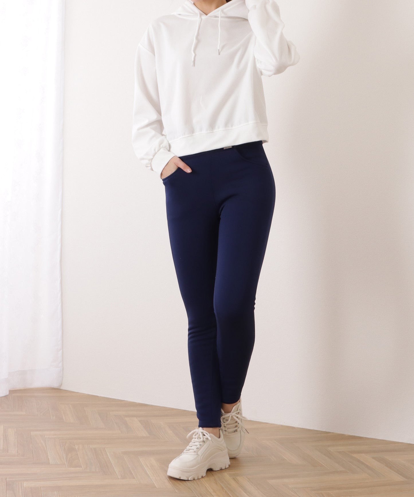 裏シャギーハイウエストストレッチパンツ
