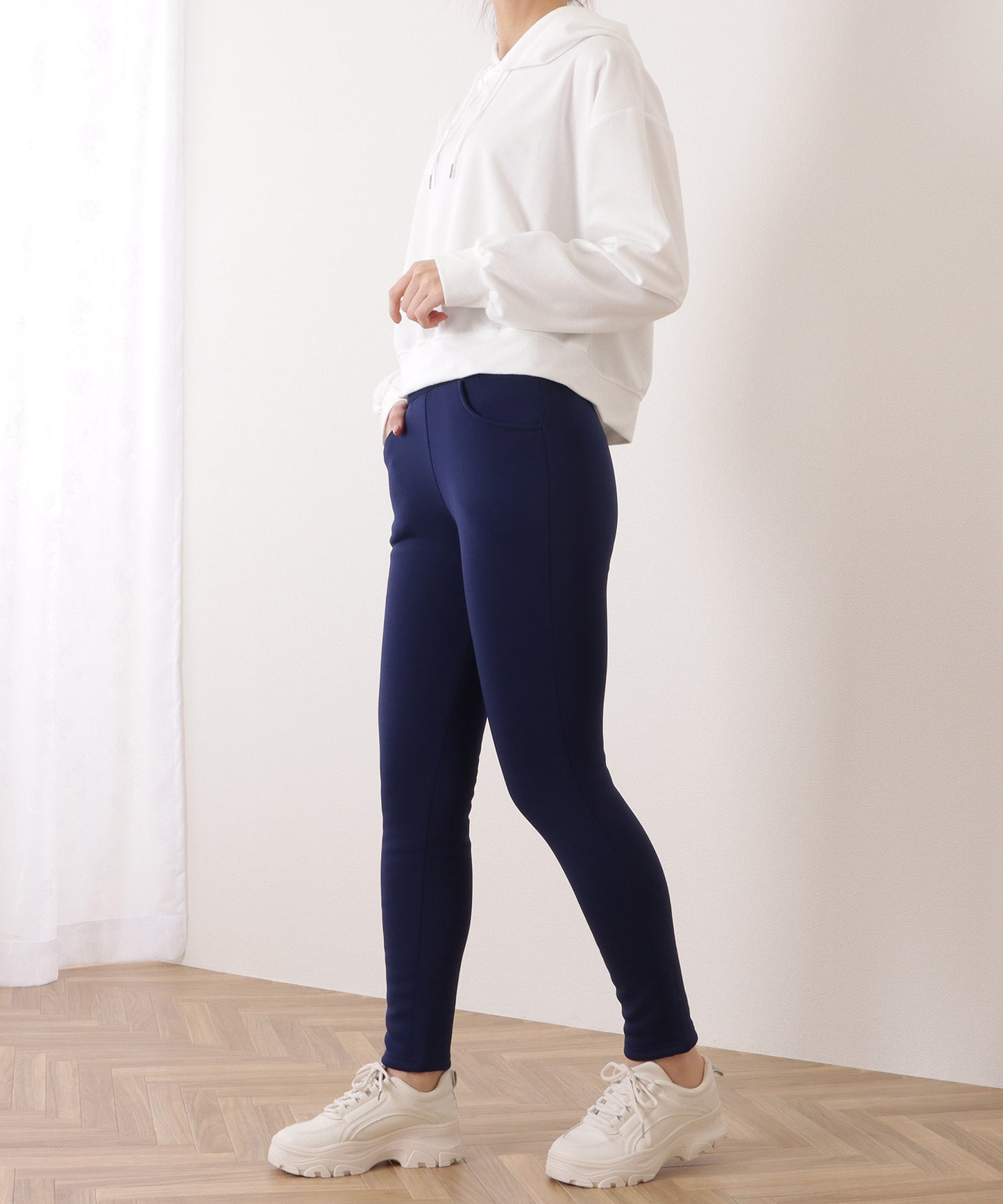 裏シャギーハイウエストストレッチパンツ
