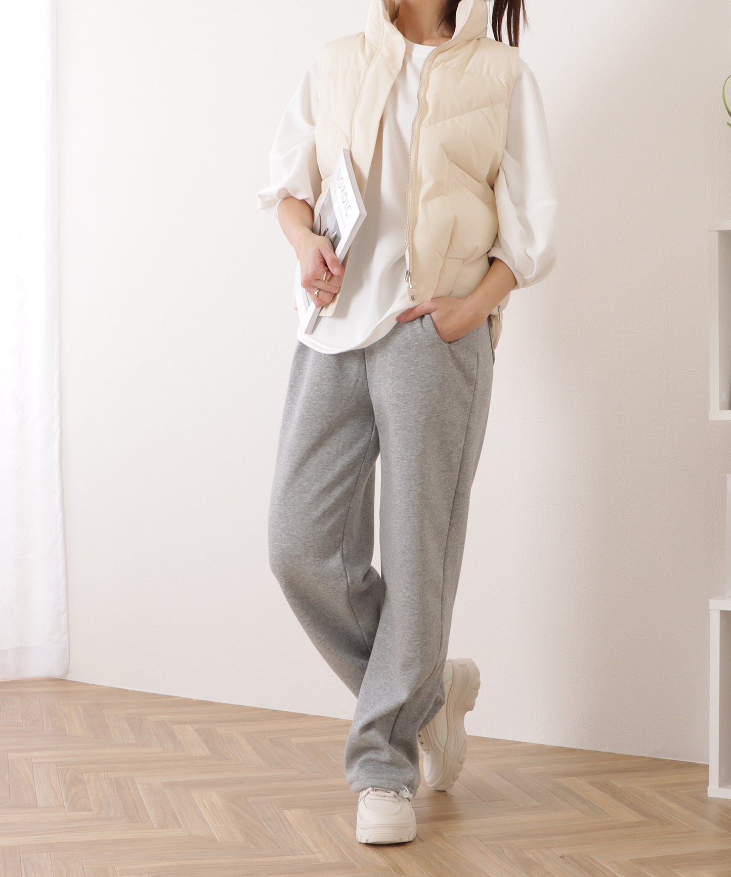 ドロスト付き裏起毛ワイドイージーパンツ