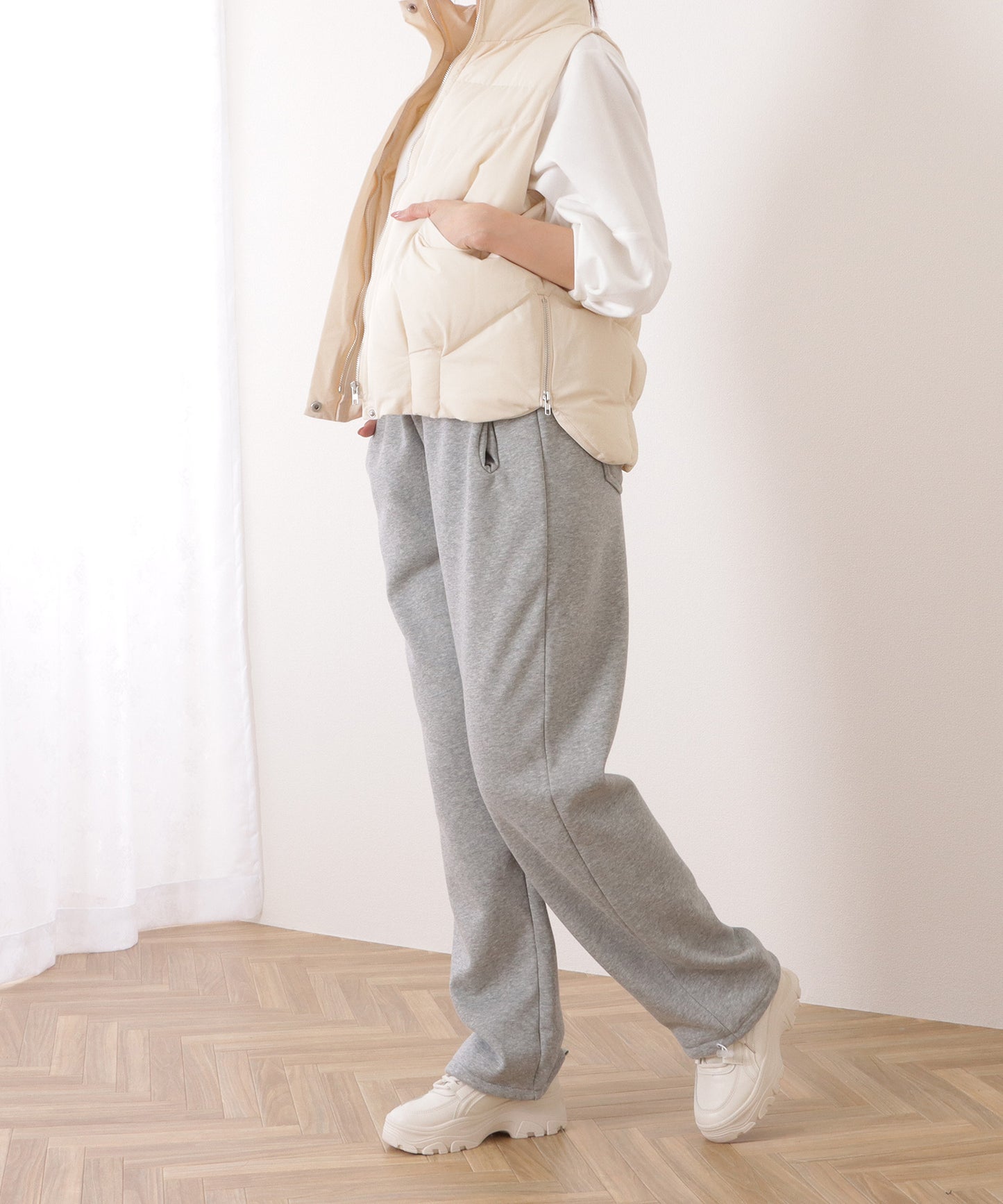 ドロスト付き裏起毛ワイドイージーパンツ