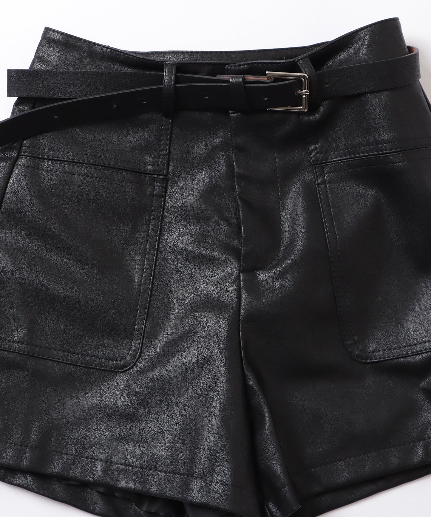 ベルト付き ハイウエスト ショート パンツ