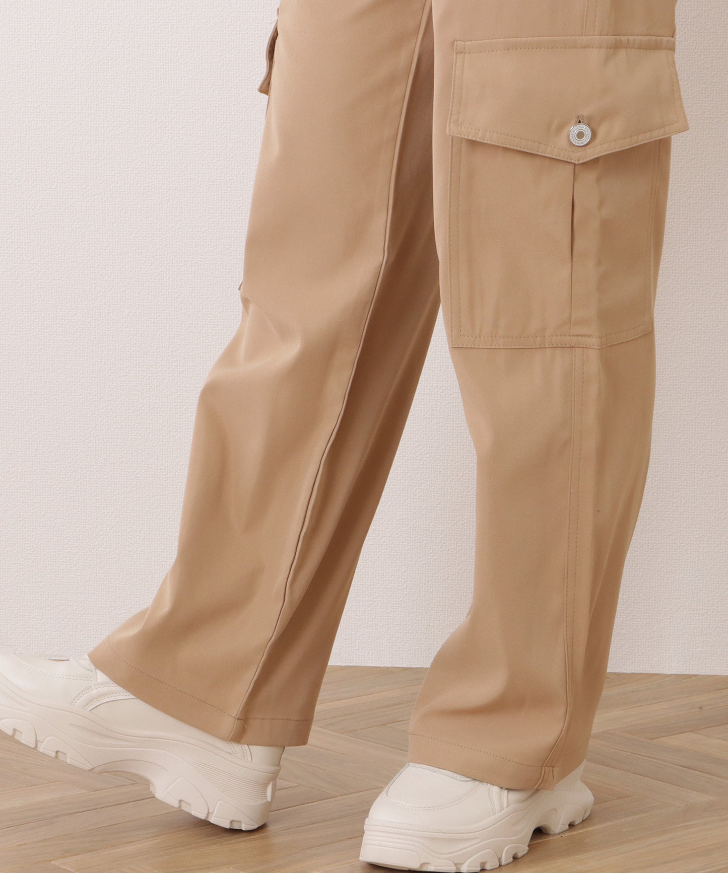 ハイウエスト ルーズ フィット ストレート カーゴ パンツ
