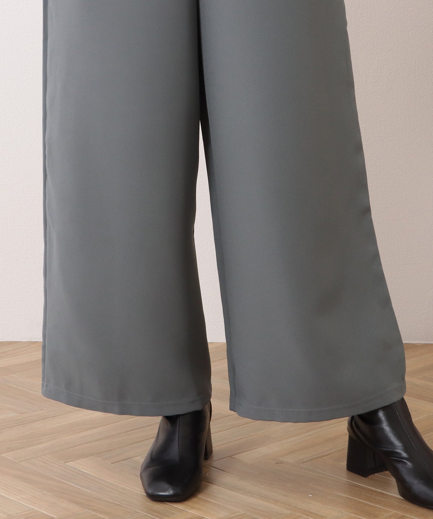 ハイウエスト タック入り ワイド サロペット パンツ