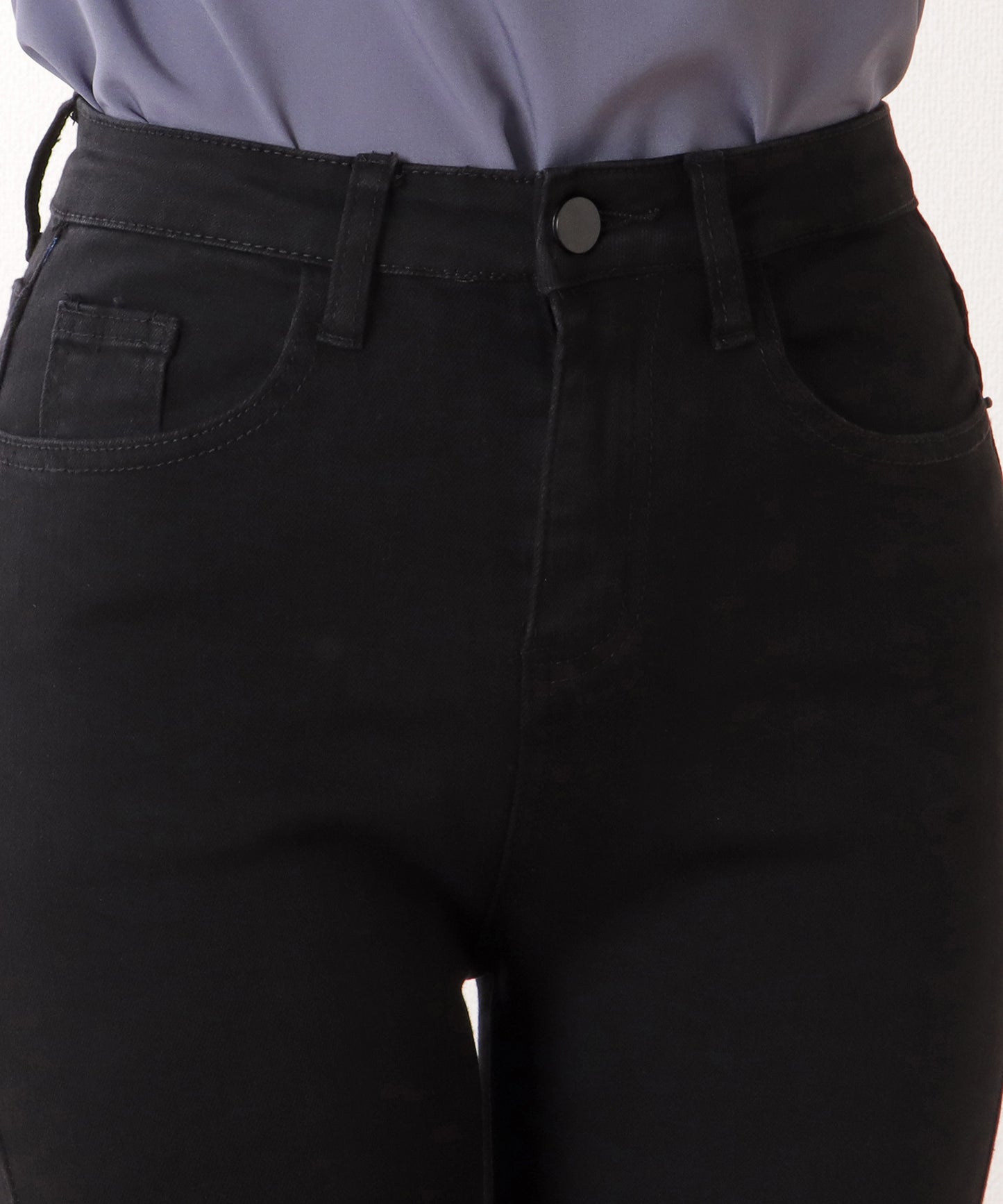 裾フリンジ ハイウエスト フレア デニム パンツ