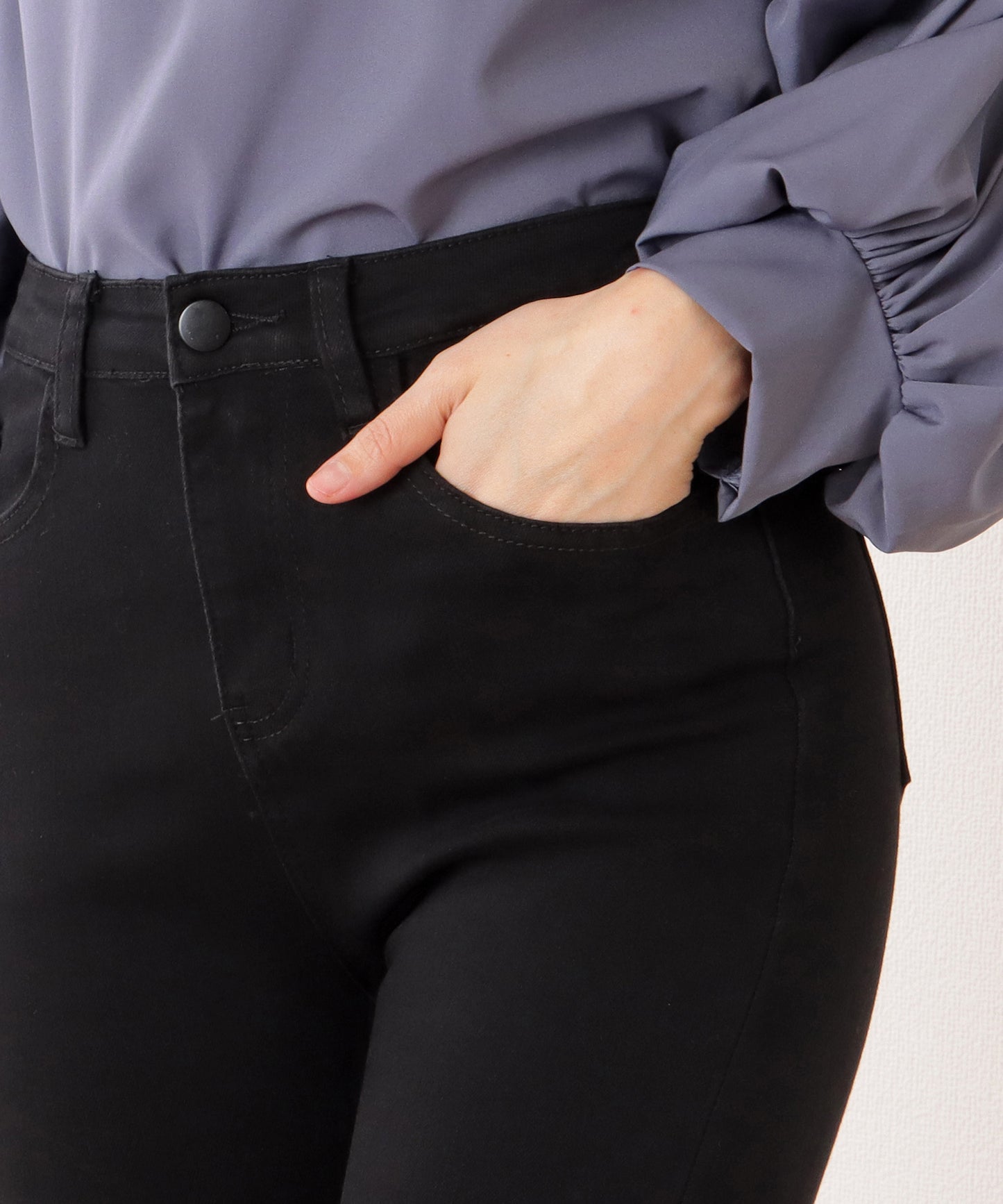 裾フリンジ ハイウエスト フレア デニム パンツ