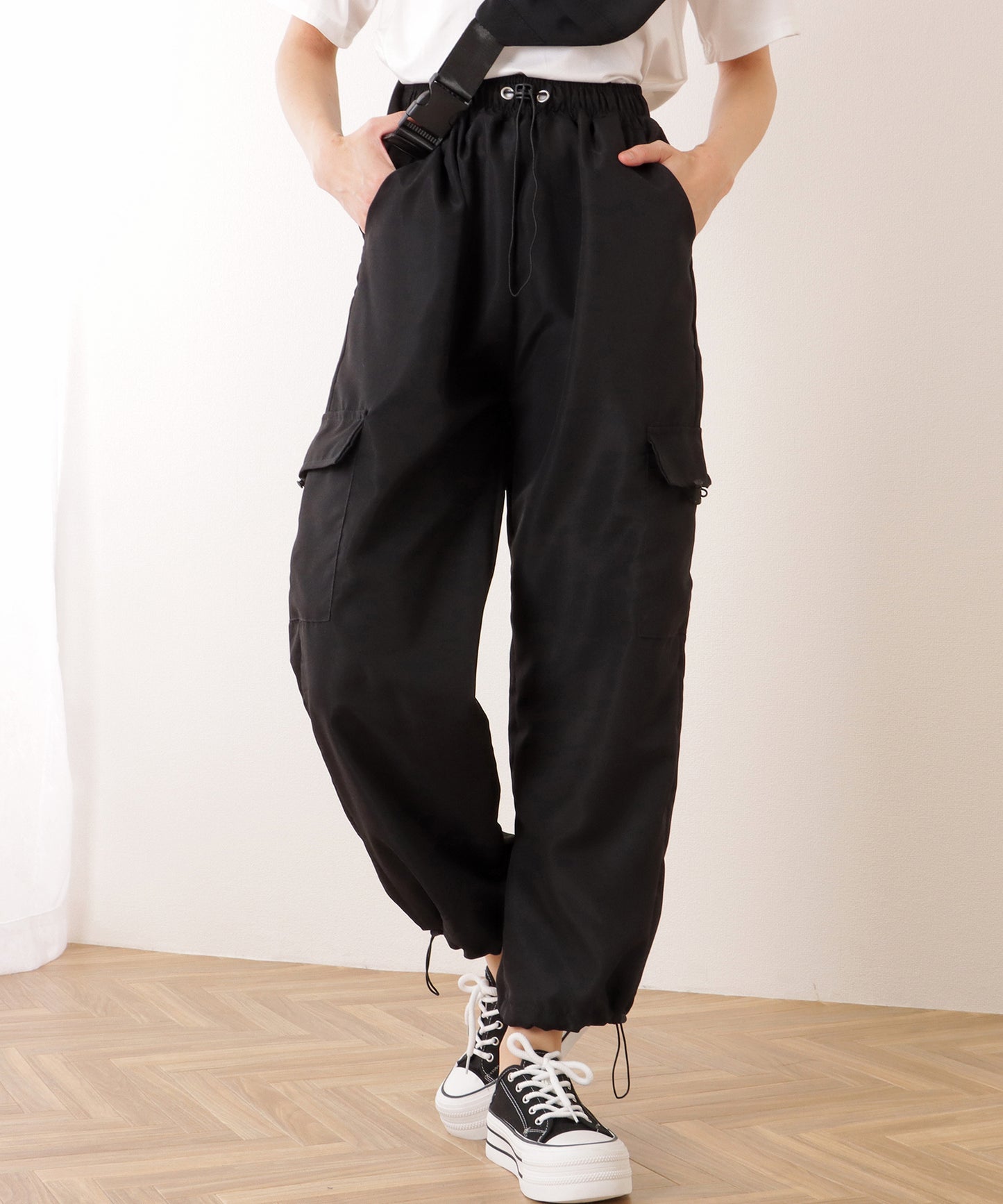 ドロスト付き ワイド イージー カーゴ パンツ