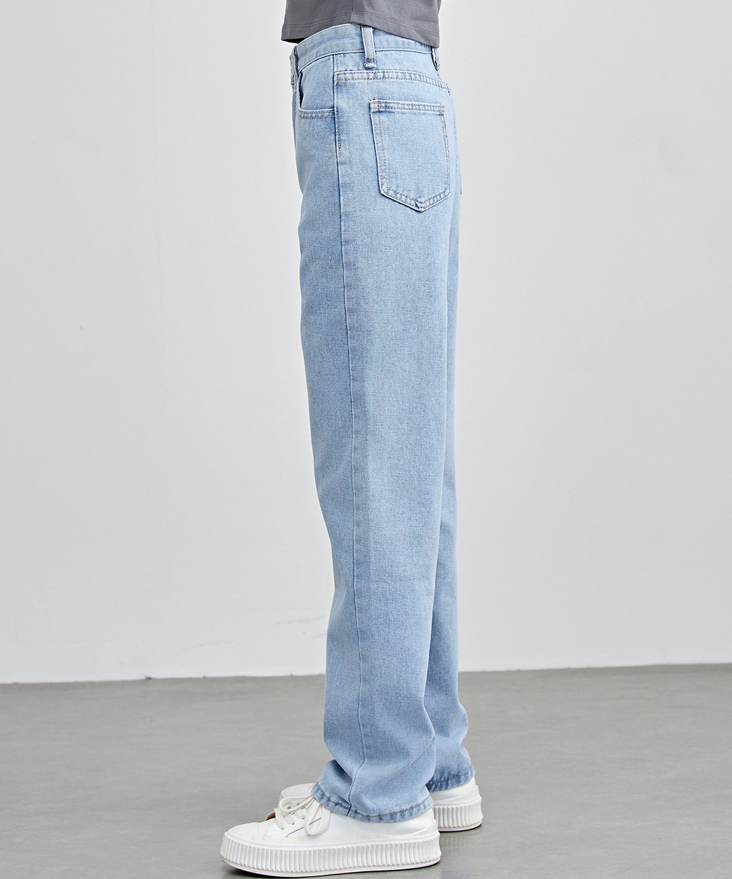 ハイウエスト ストレート セミワイド デニム パンツ