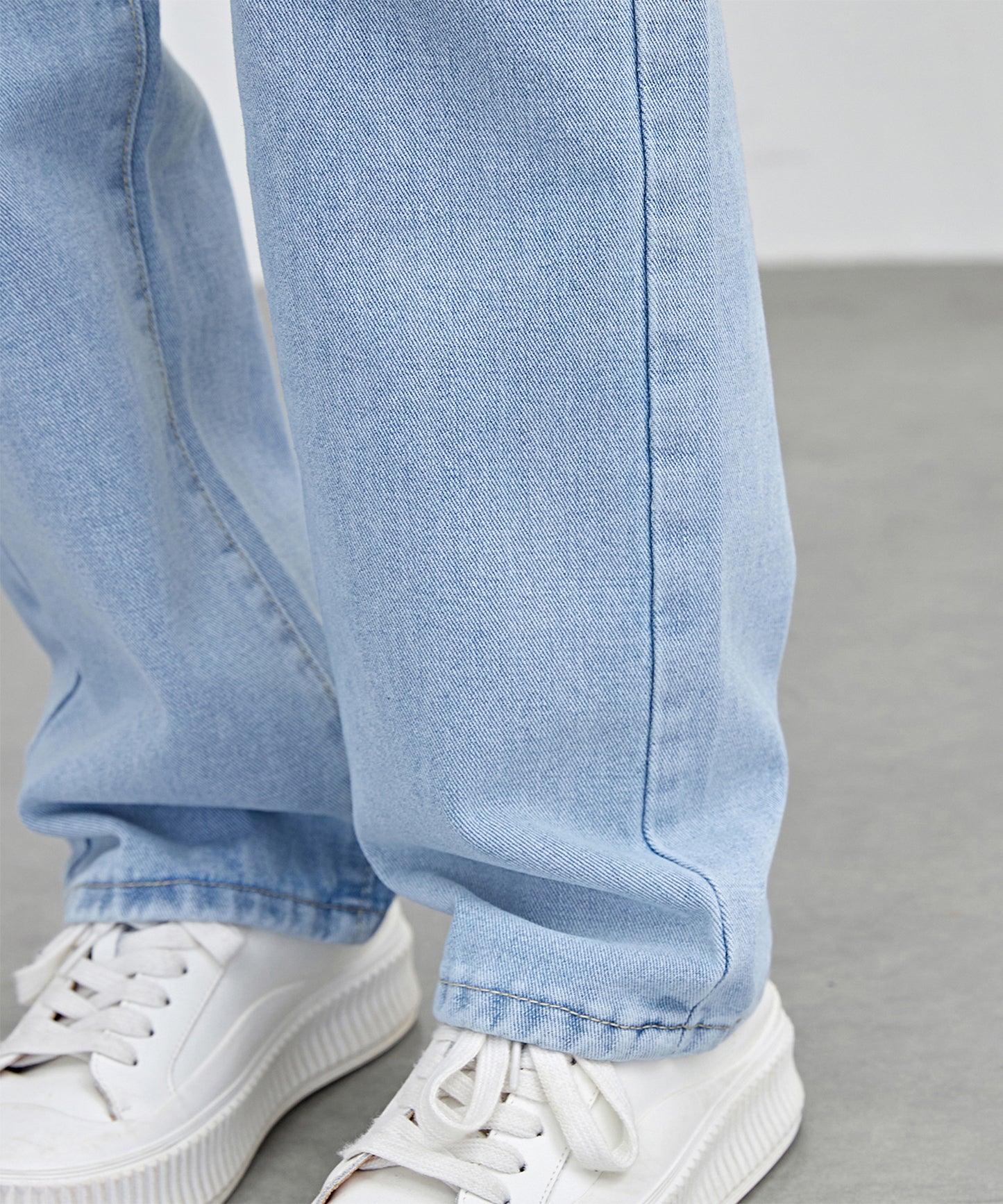 ハイウエスト ストレート セミワイド デニム パンツ