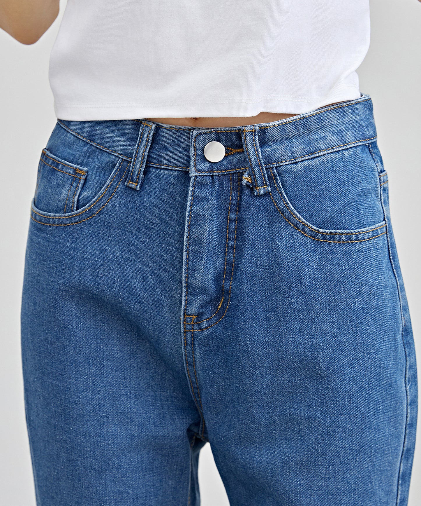 ハイウエスト フリル リボン フレア デニム パンツ
