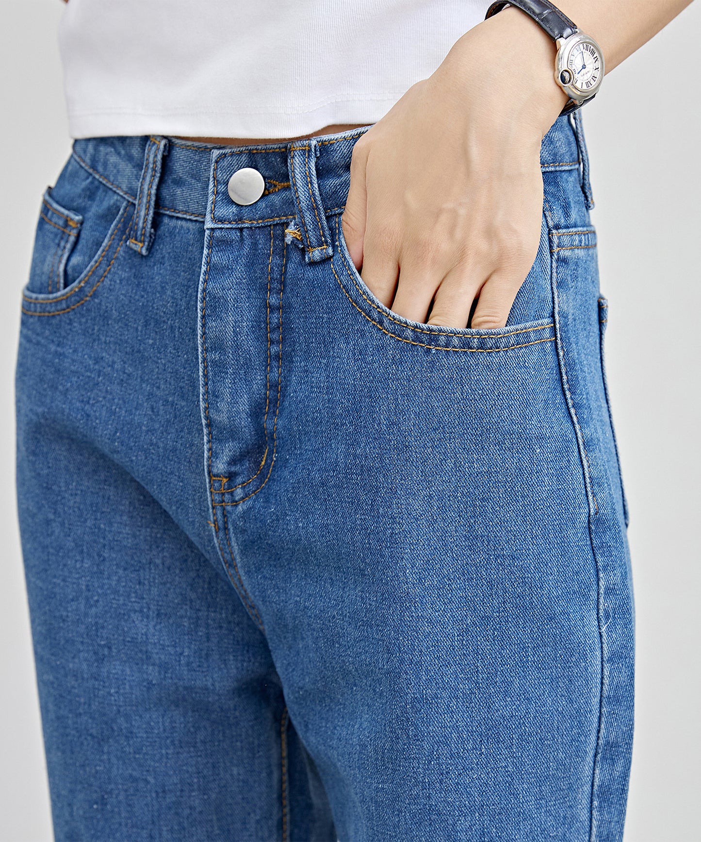 ハイウエスト フリル リボン フレア デニム パンツ