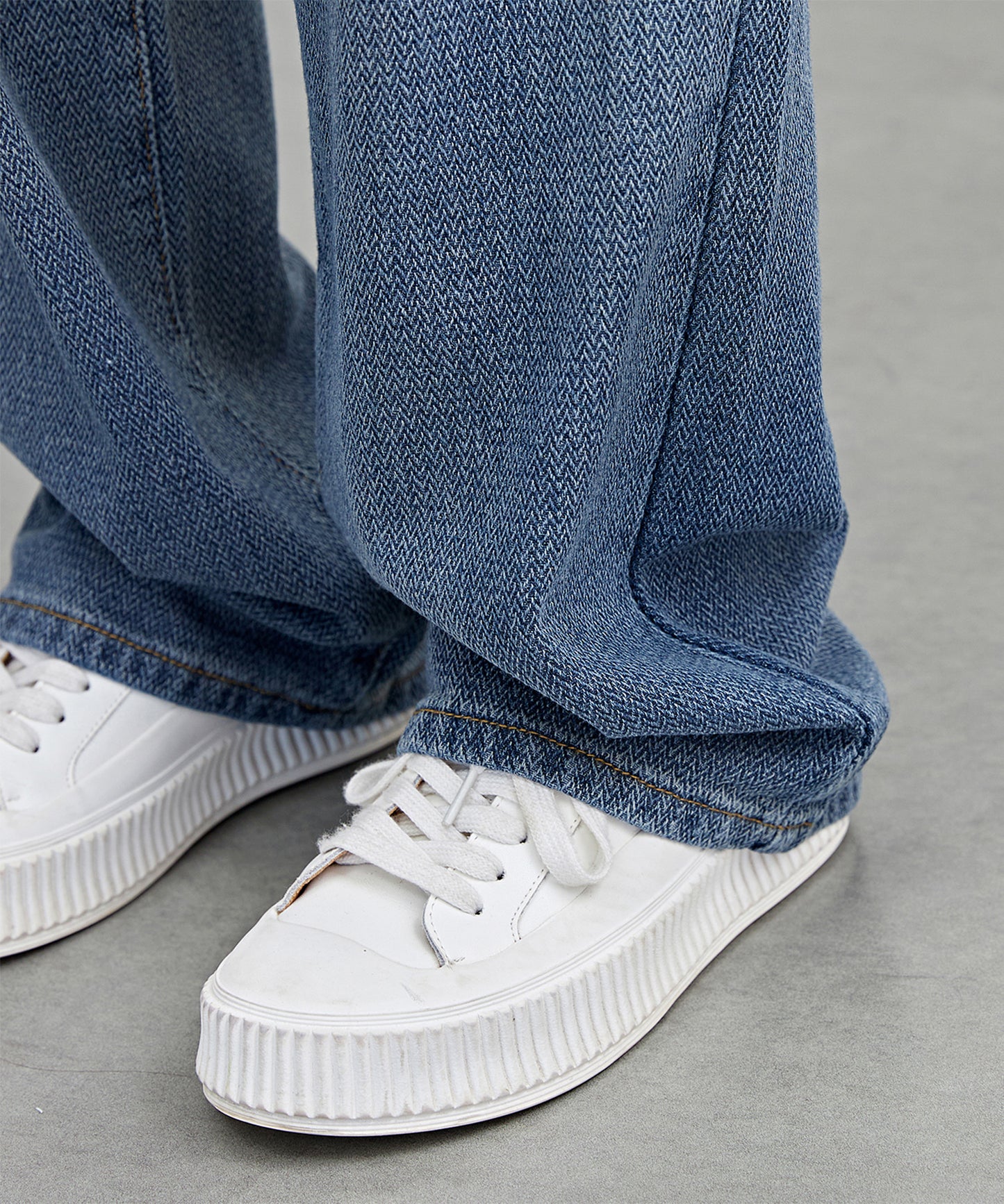 ハイウエスト ストレート ソフト デニム パンツ