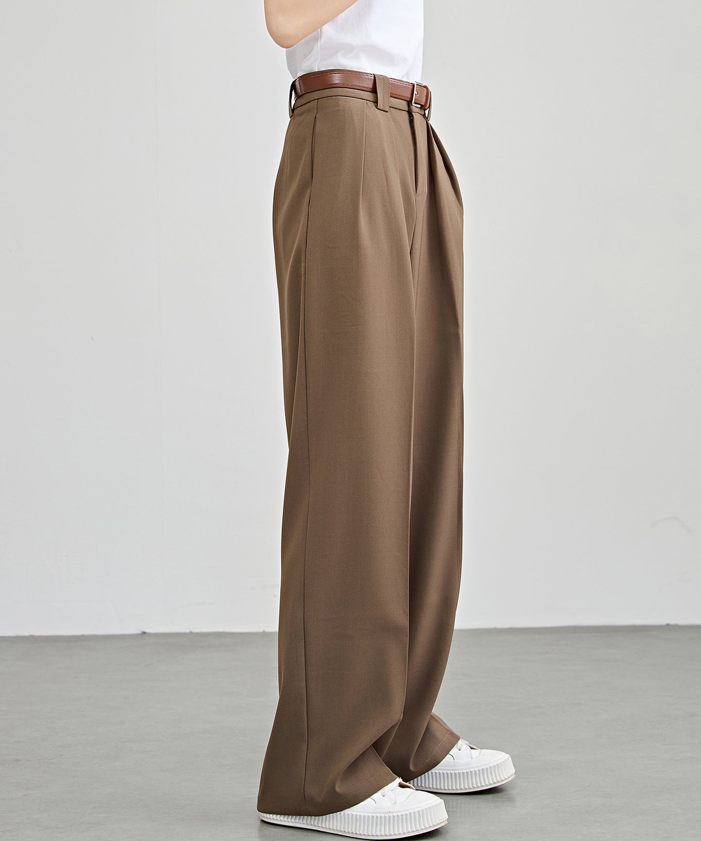 ハイウエスト ワイド ストレート タック パンツ