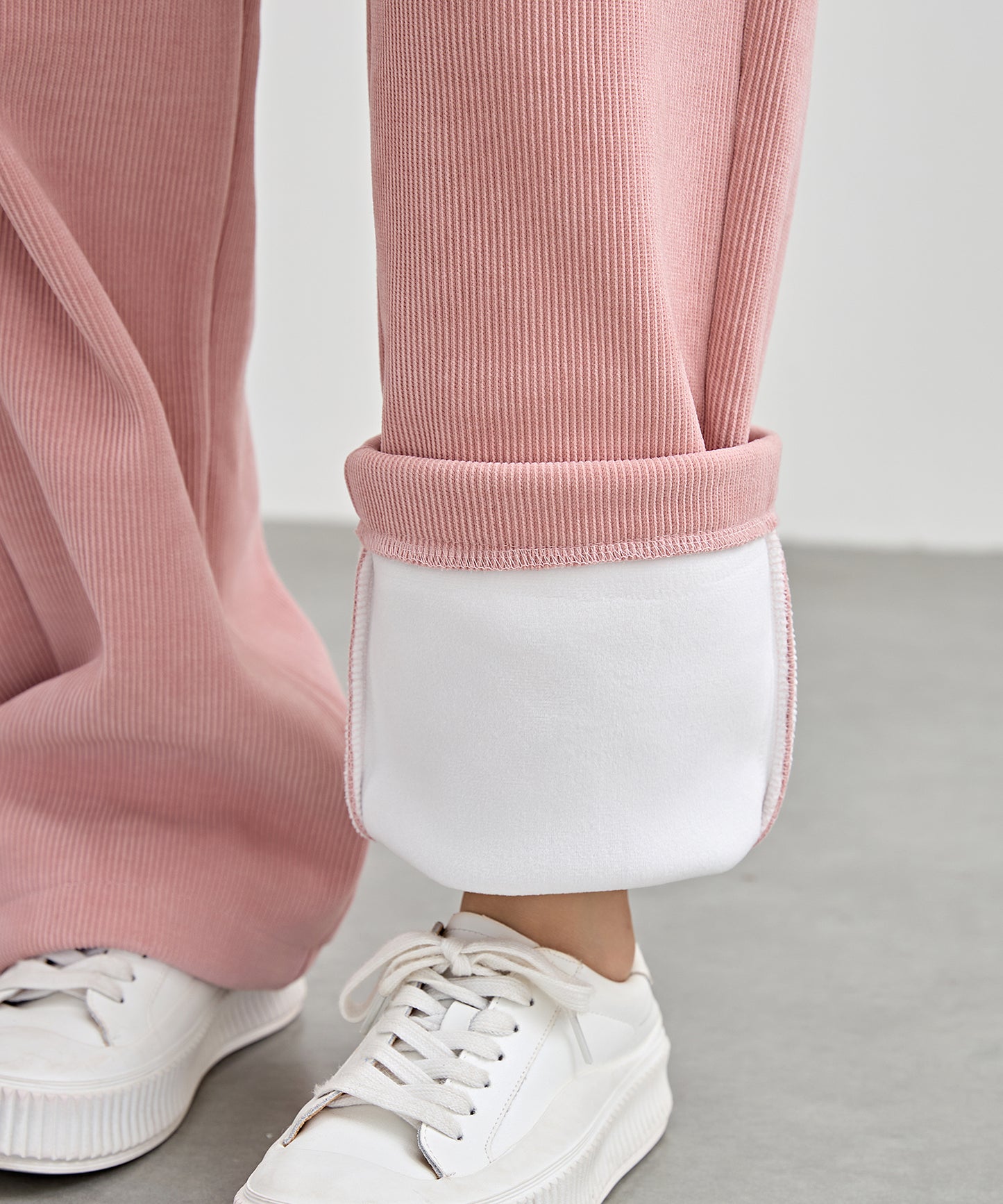 チャイナボタン コーデュロイ 裏起毛 ストレート タック パンツ