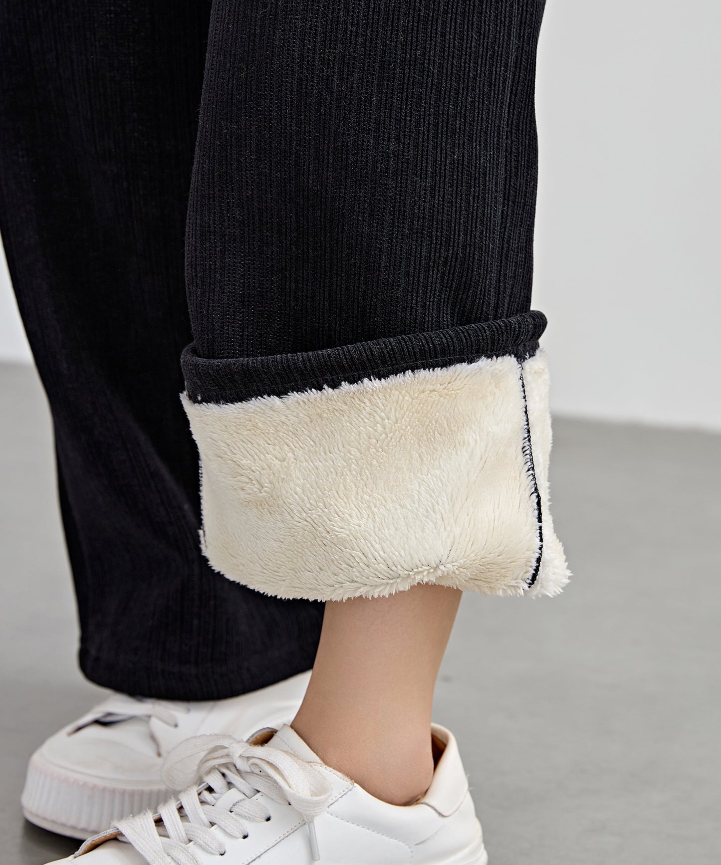 タグ付き ストレート フリース セミワイド イージーパンツ 裏起毛