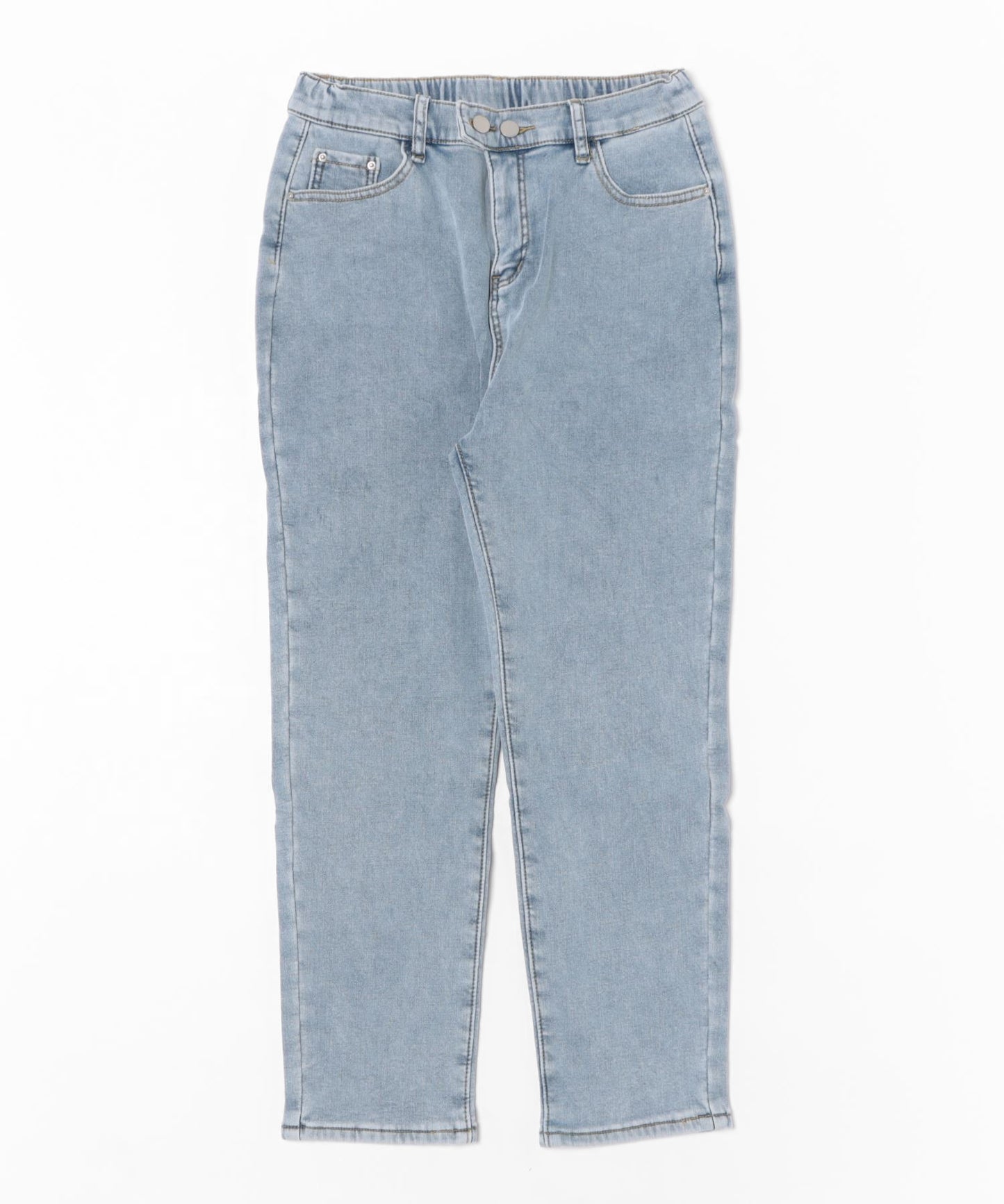 バック イージー ハイウエスト テーパード デニム 裏起毛 パンツ