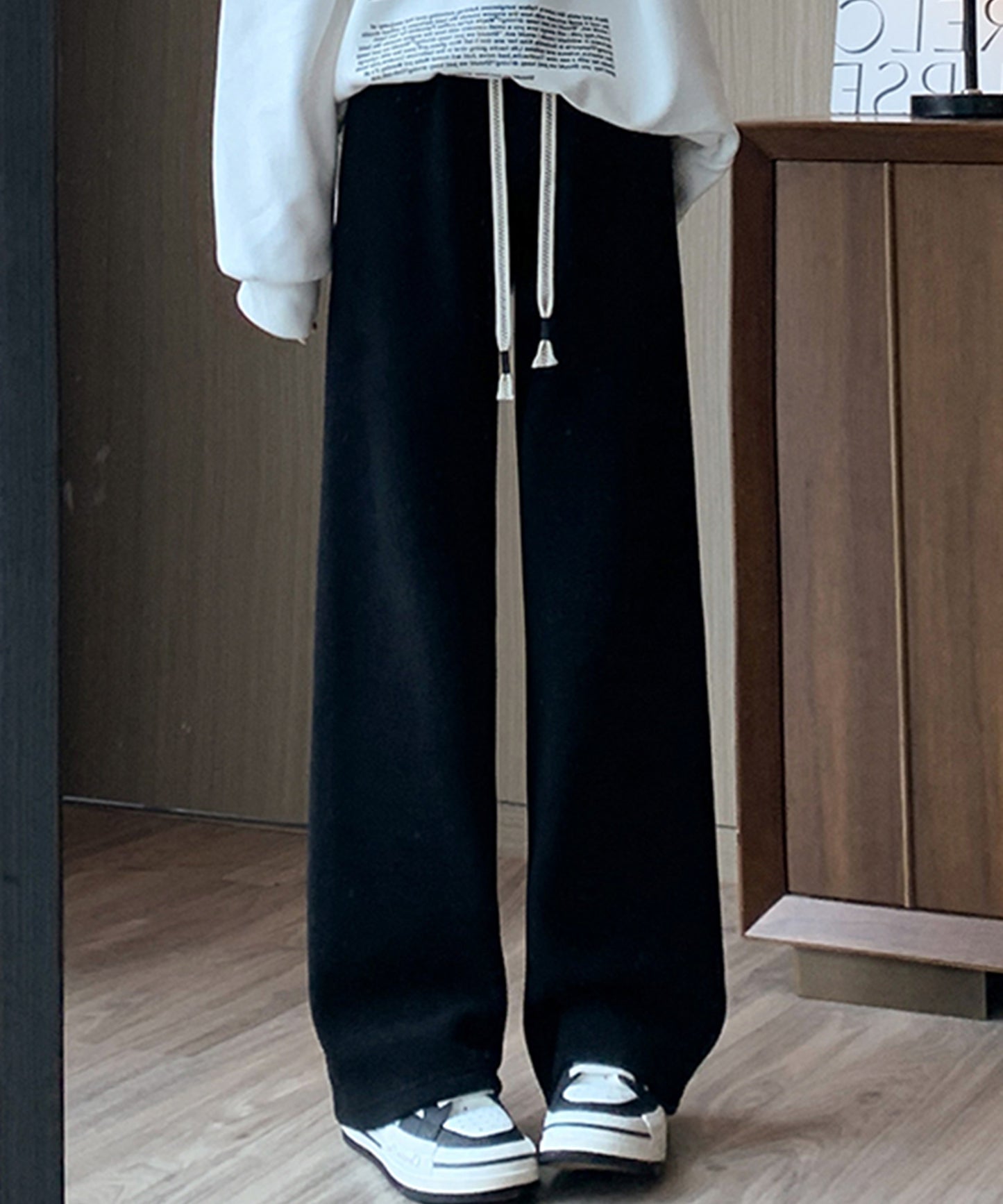 裏起毛 ソフト イージー ワイド パンツ