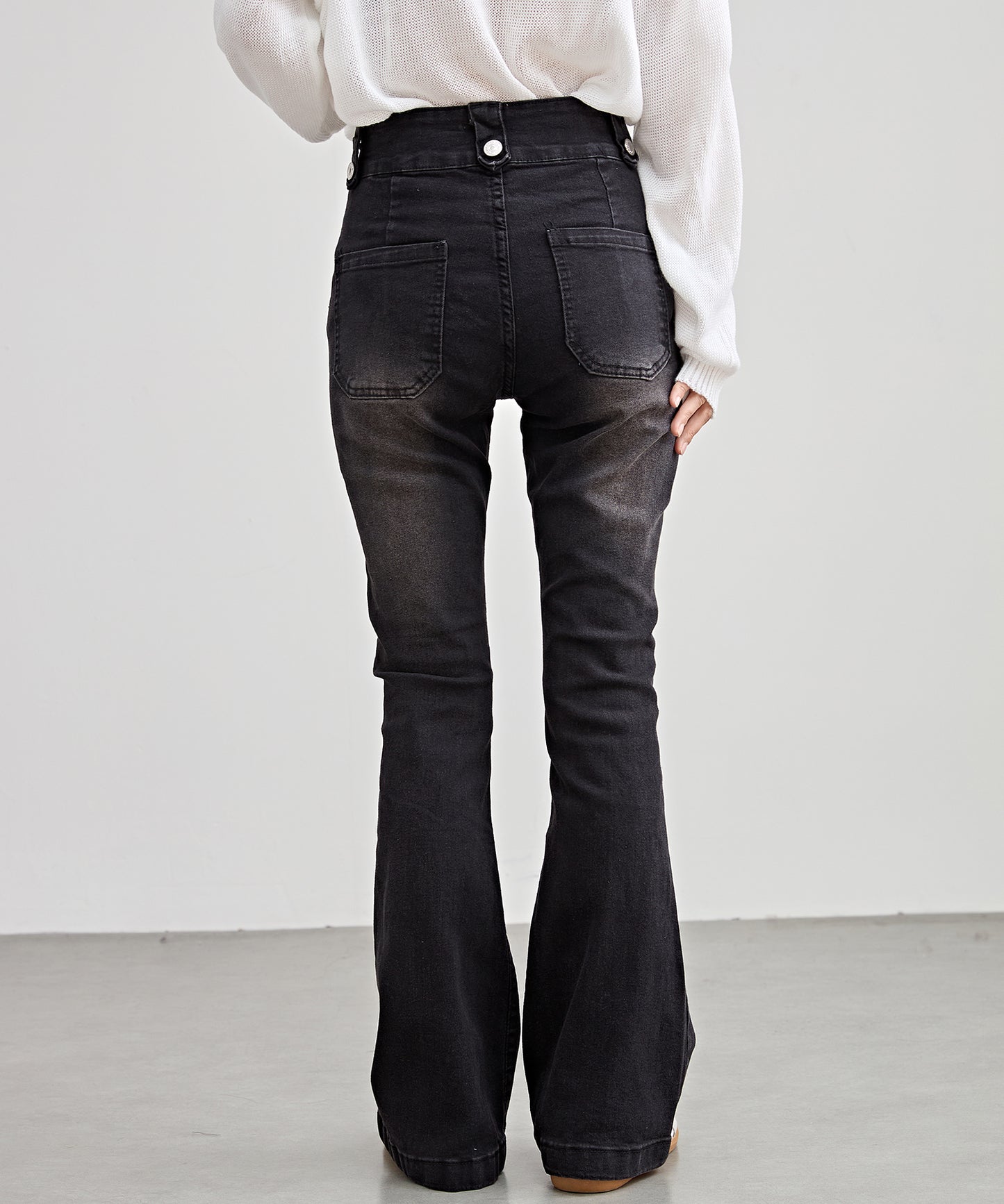 ハイウエスト ストレッチ フレア デニム パンツ