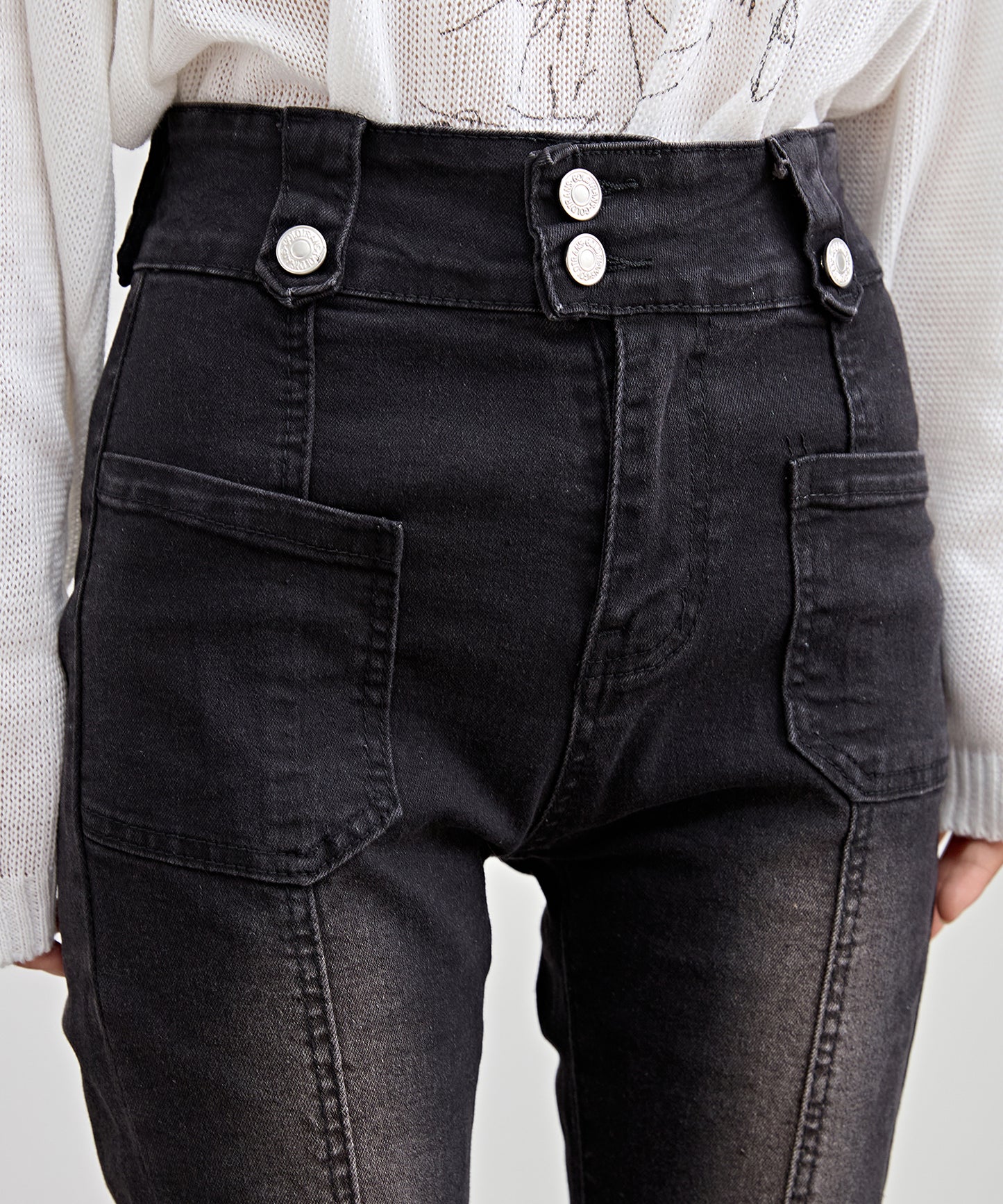 ハイウエスト ストレッチ フレア デニム パンツ