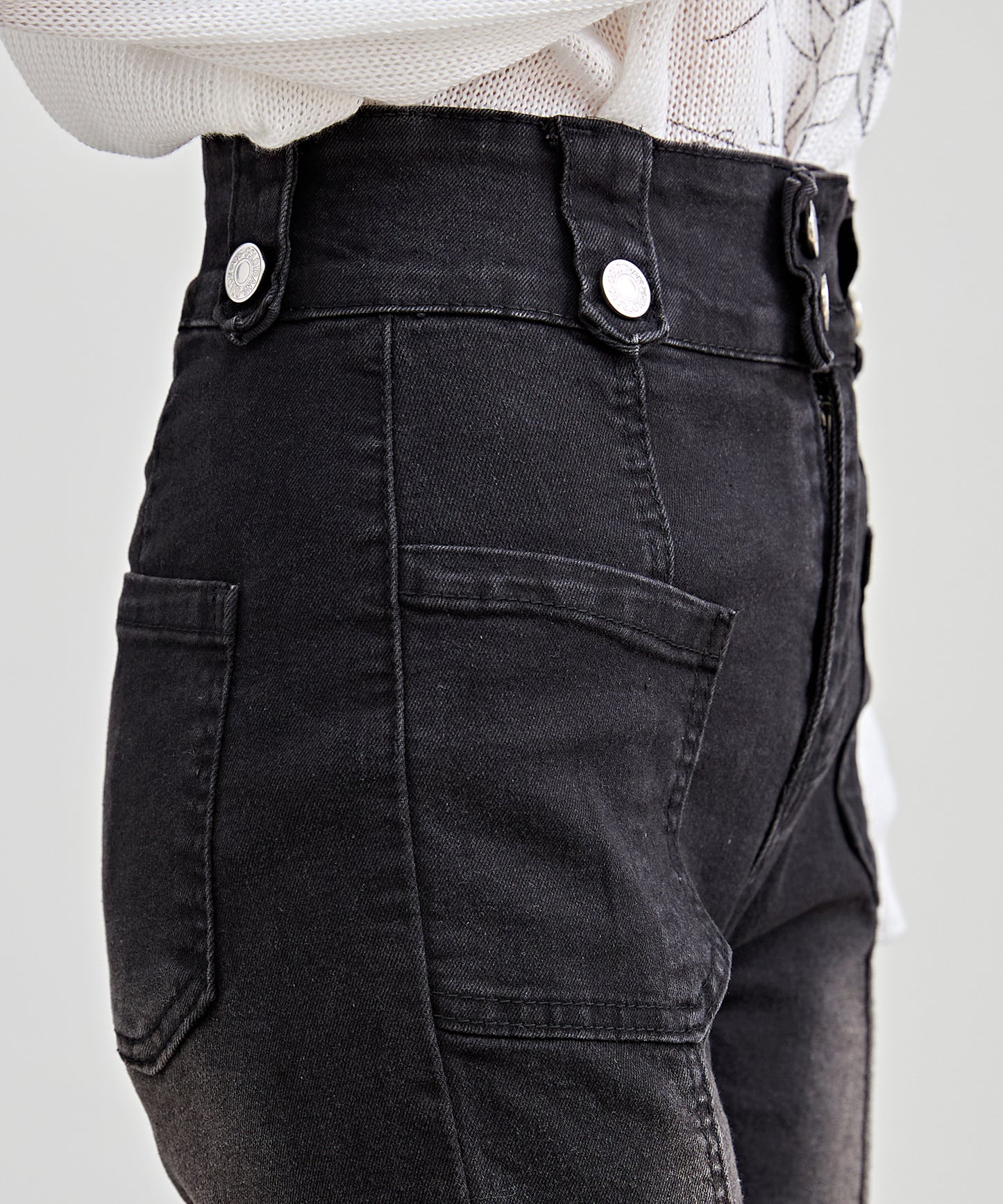 ハイウエスト ストレッチ フレア デニム パンツ