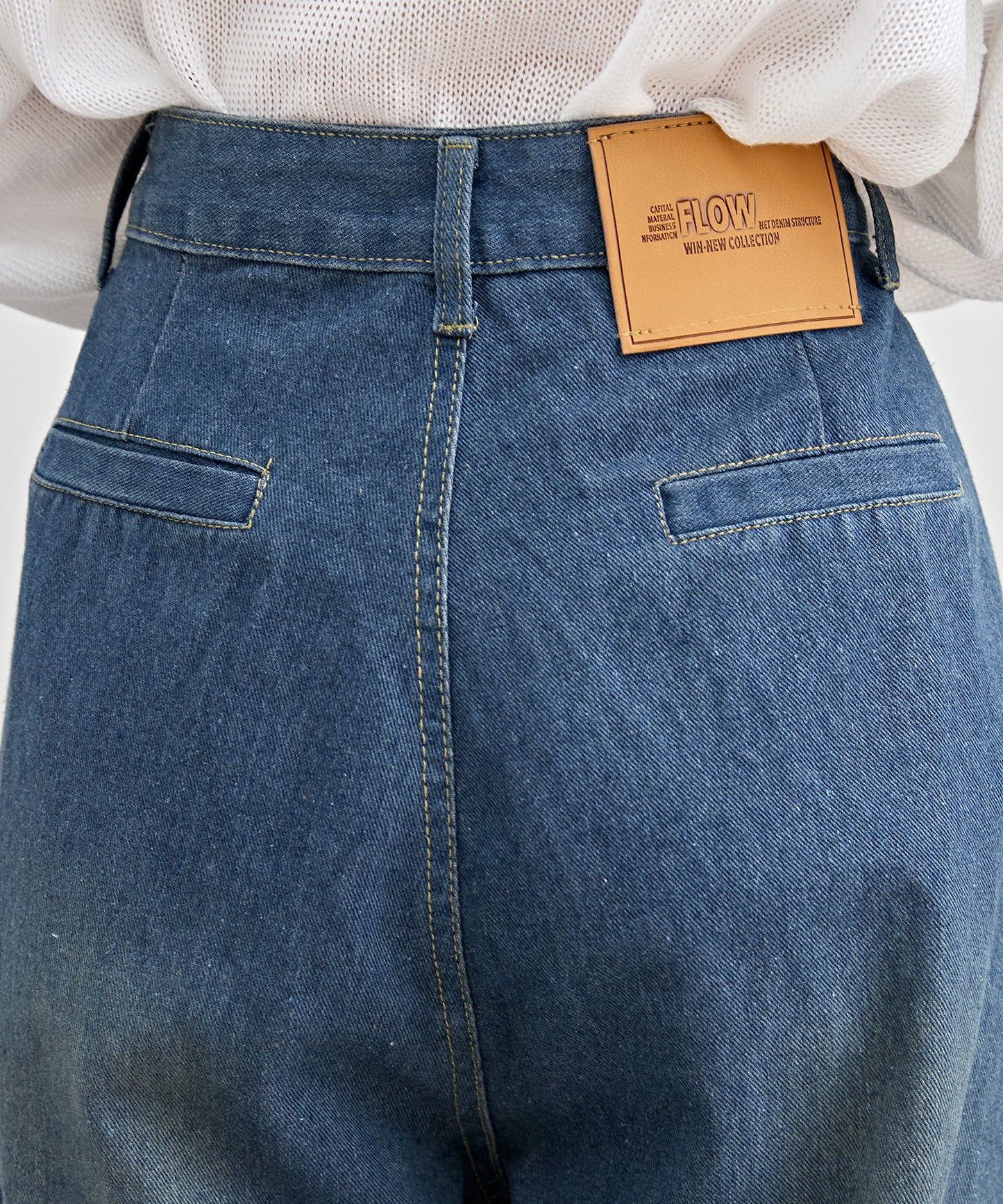 ハイウエスト ワイド タック デニム パンツ