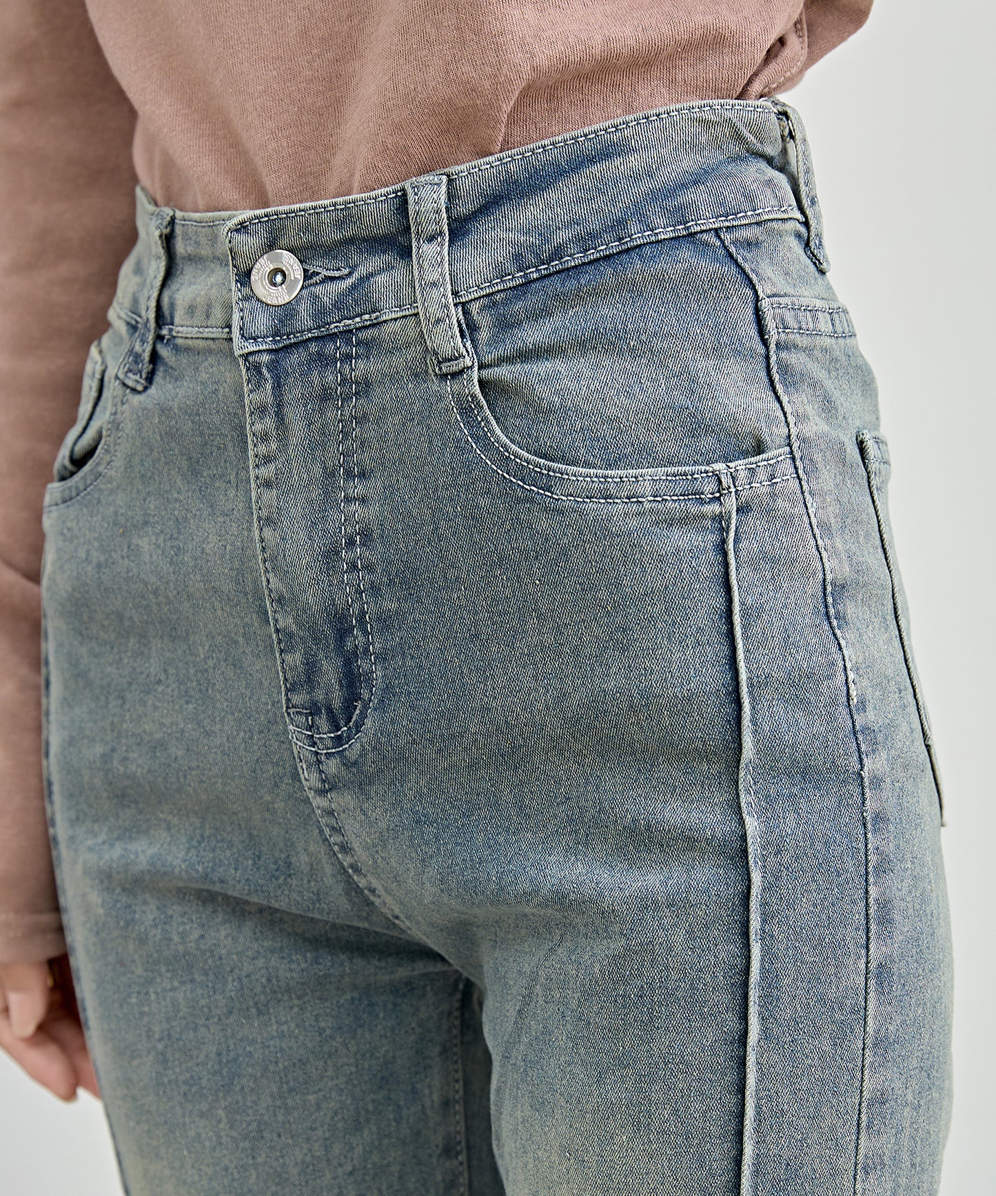 サイドライン ハイウエスト フレア デニム パンツ