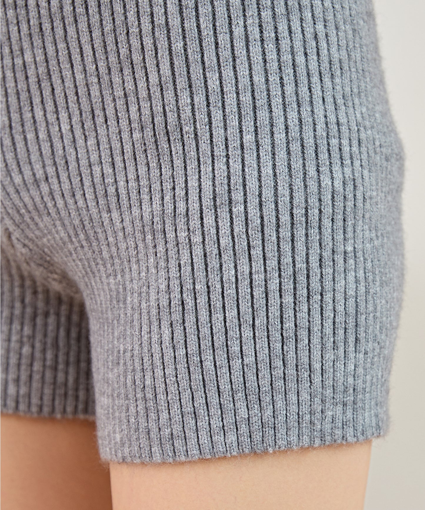 リブ ニット リボン付き ショート パンツ