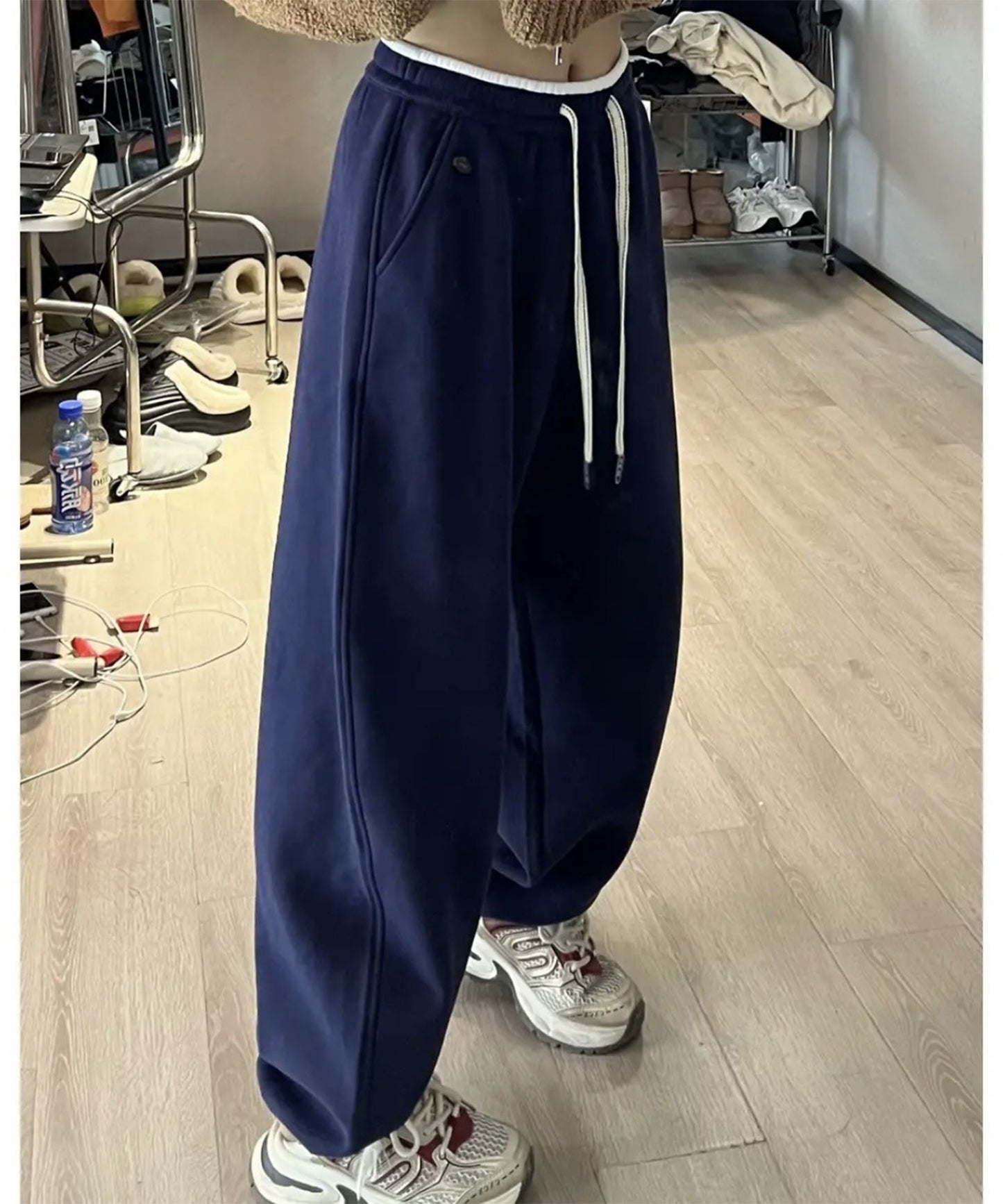 裾絞り ハイウエスト スウェット トラック パンツ