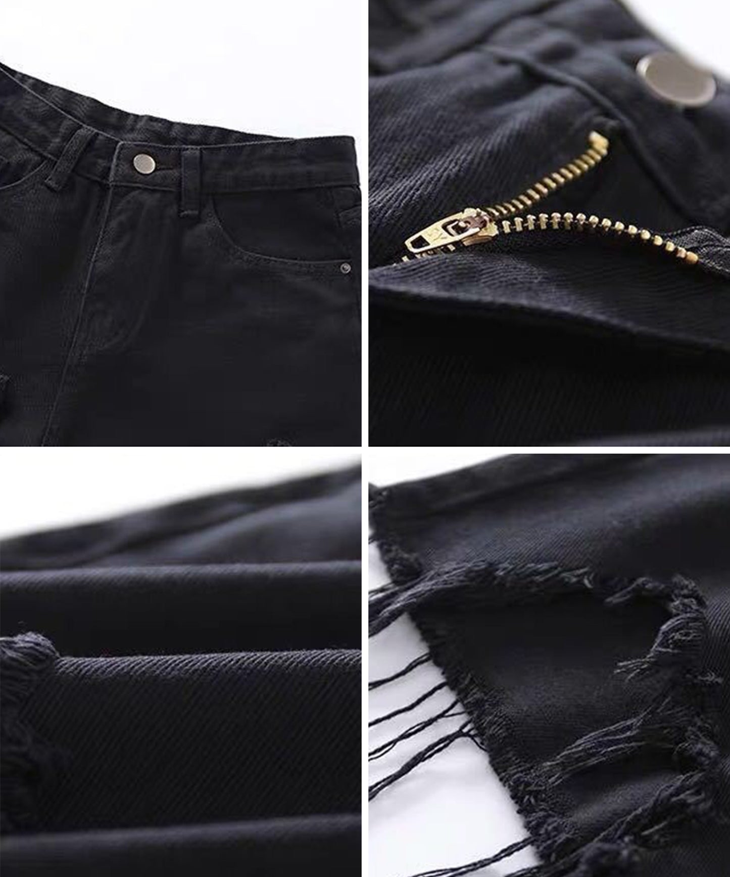 ハイウエスト ダメージ デニム ショート パンツ