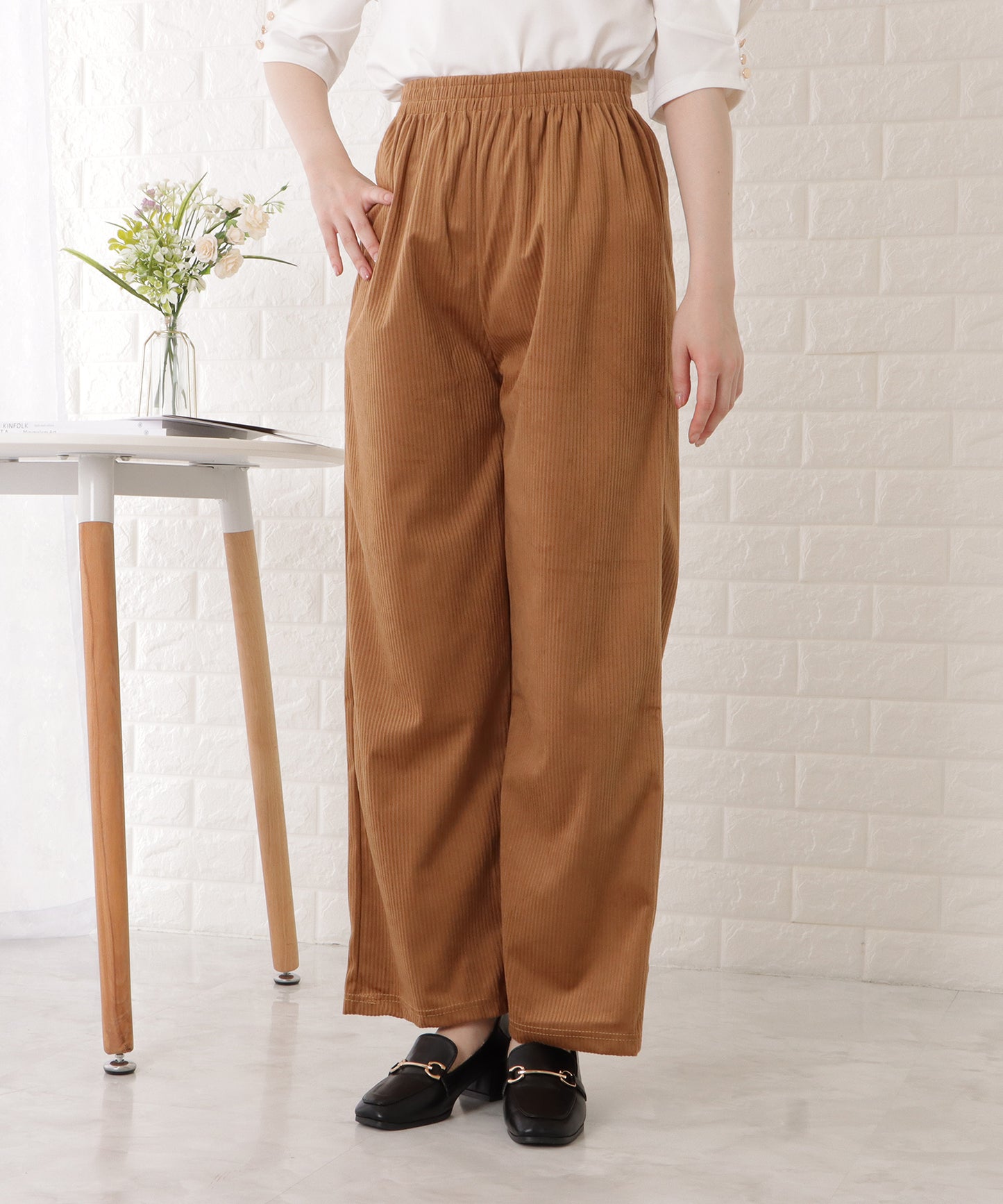 ハイウエストワイドテレコパンツ