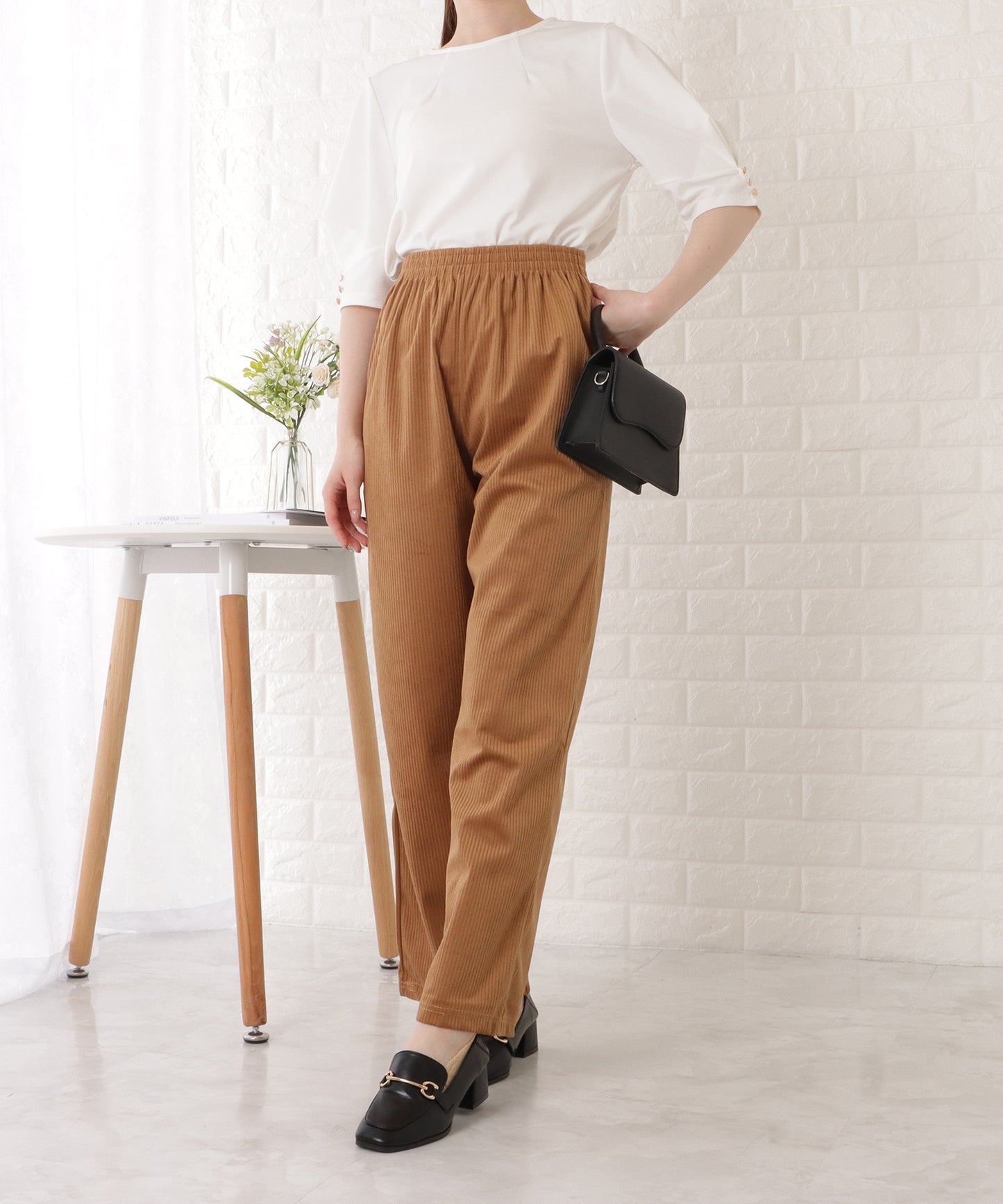 ハイウエストワイドテレコパンツ