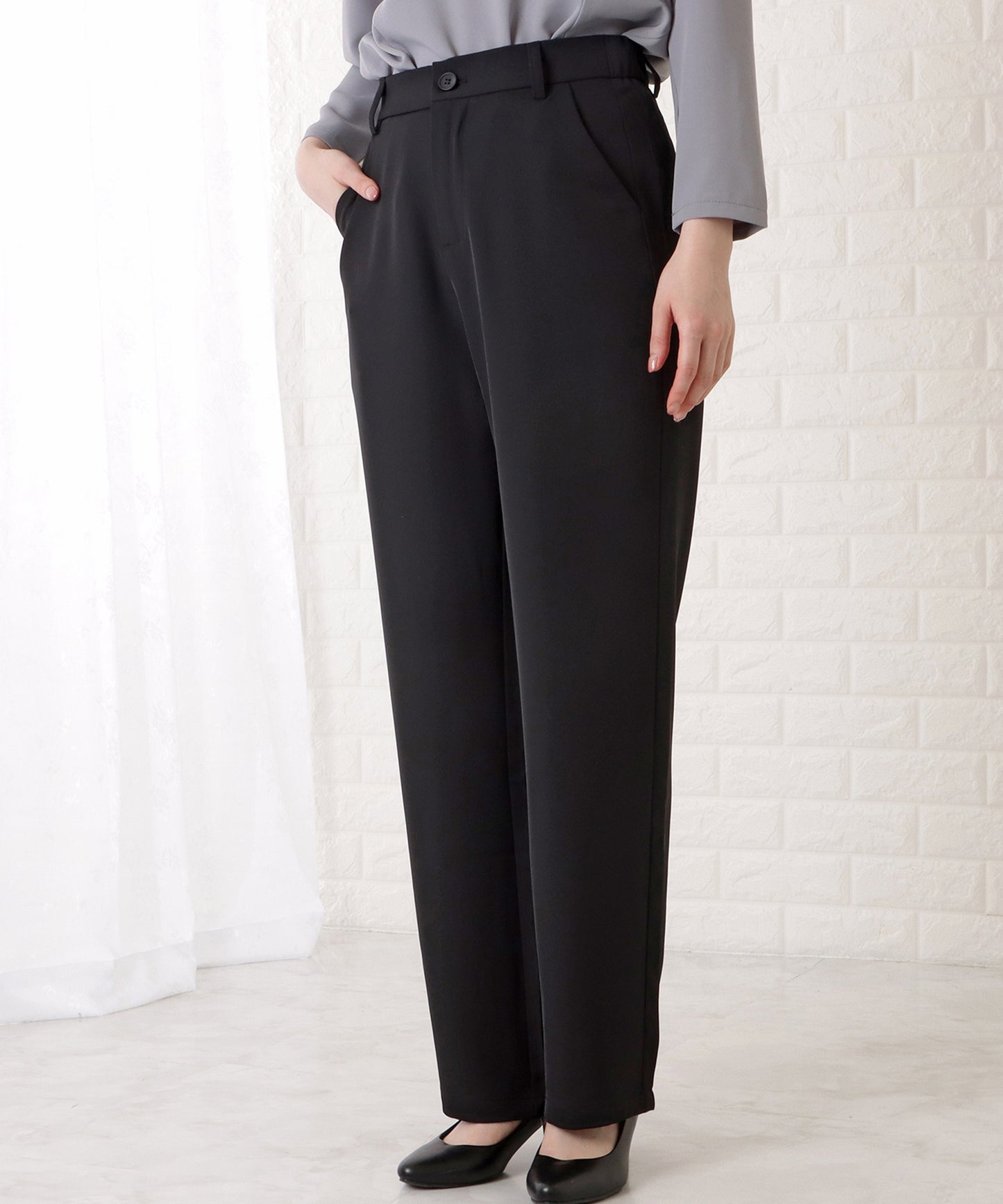 ハイウエストノンタックストレートパンツ