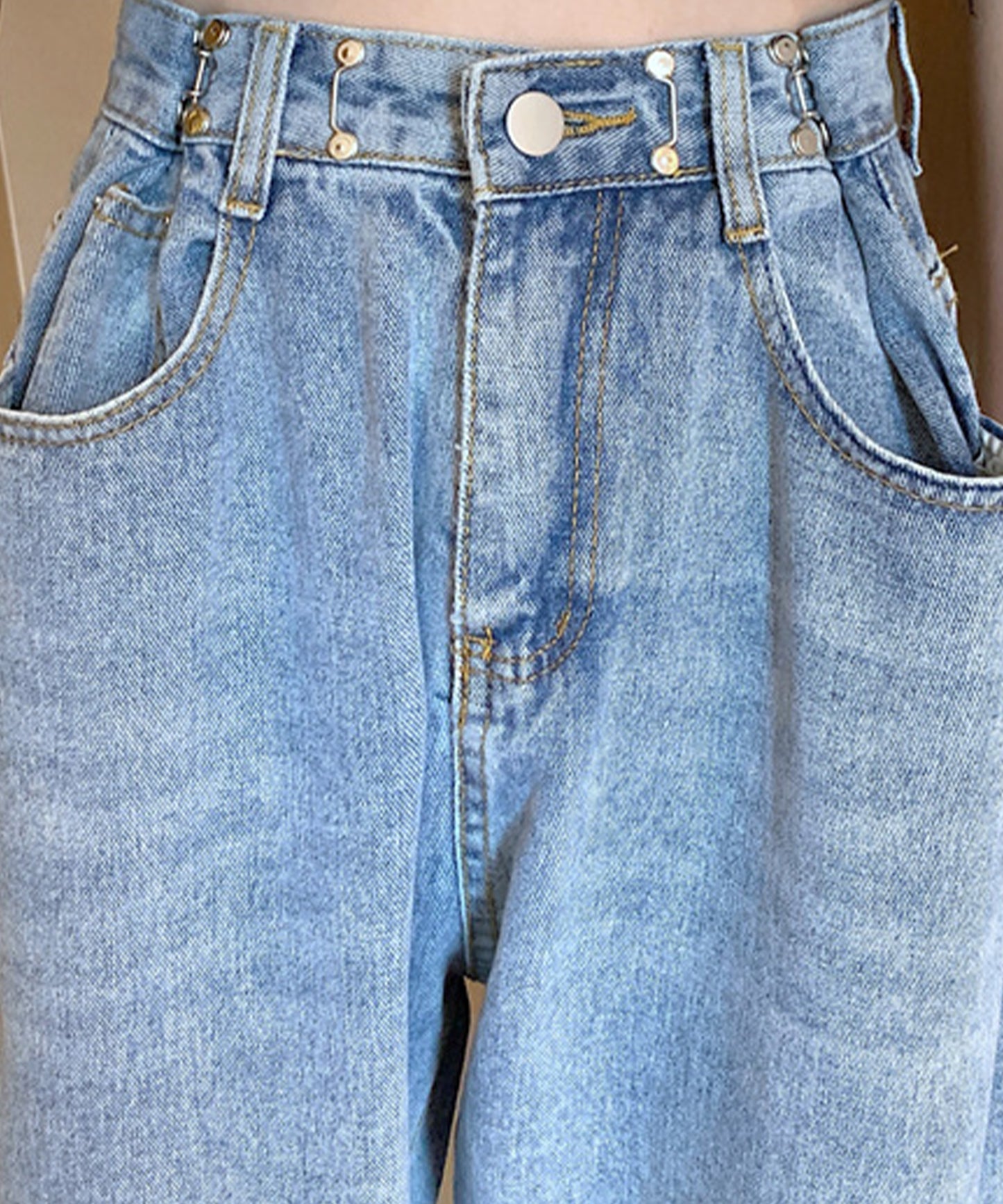 ウエストホック付ワイドデニムパンツ