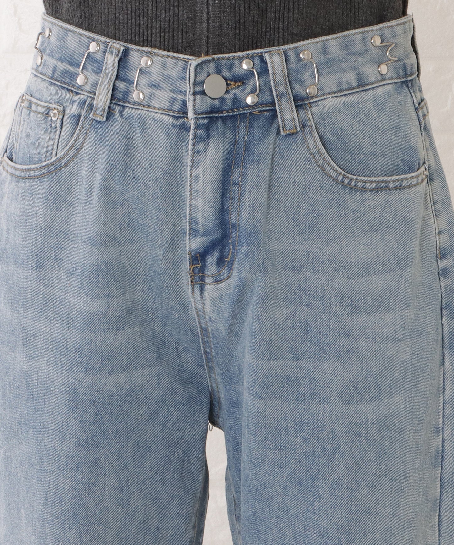 ウエストホック付ワイドデニムパンツ