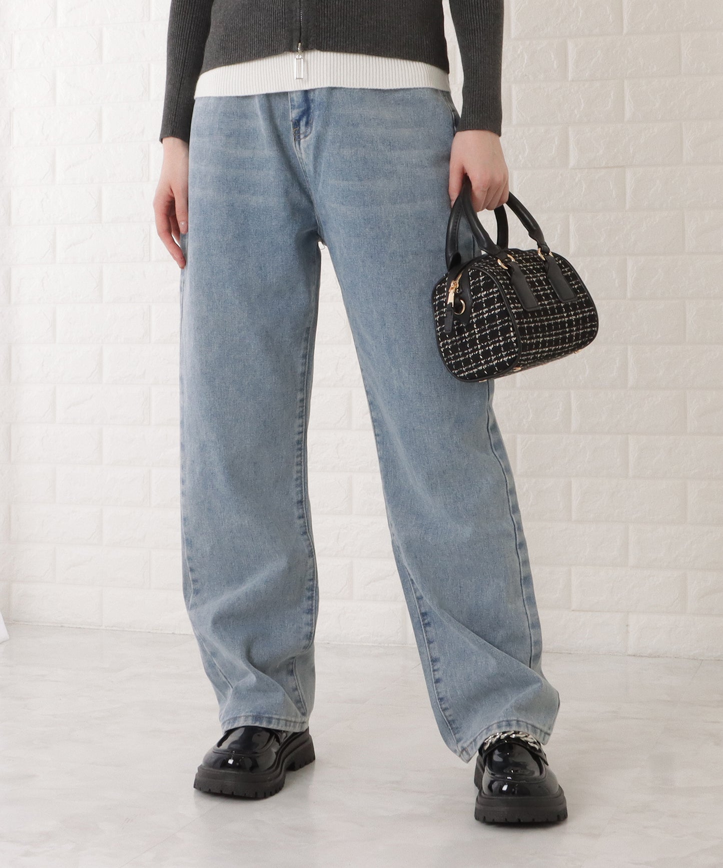 ウエストホック付ワイドデニムパンツ