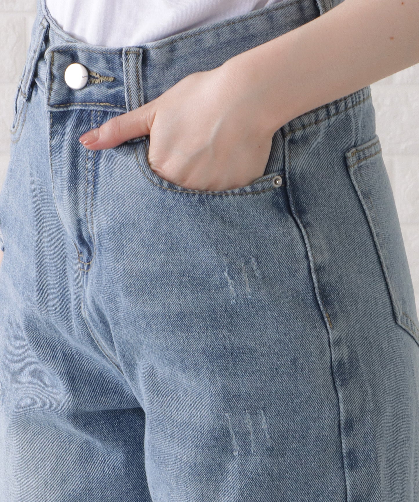 ハイウエストダメージワイドデニムパンツ