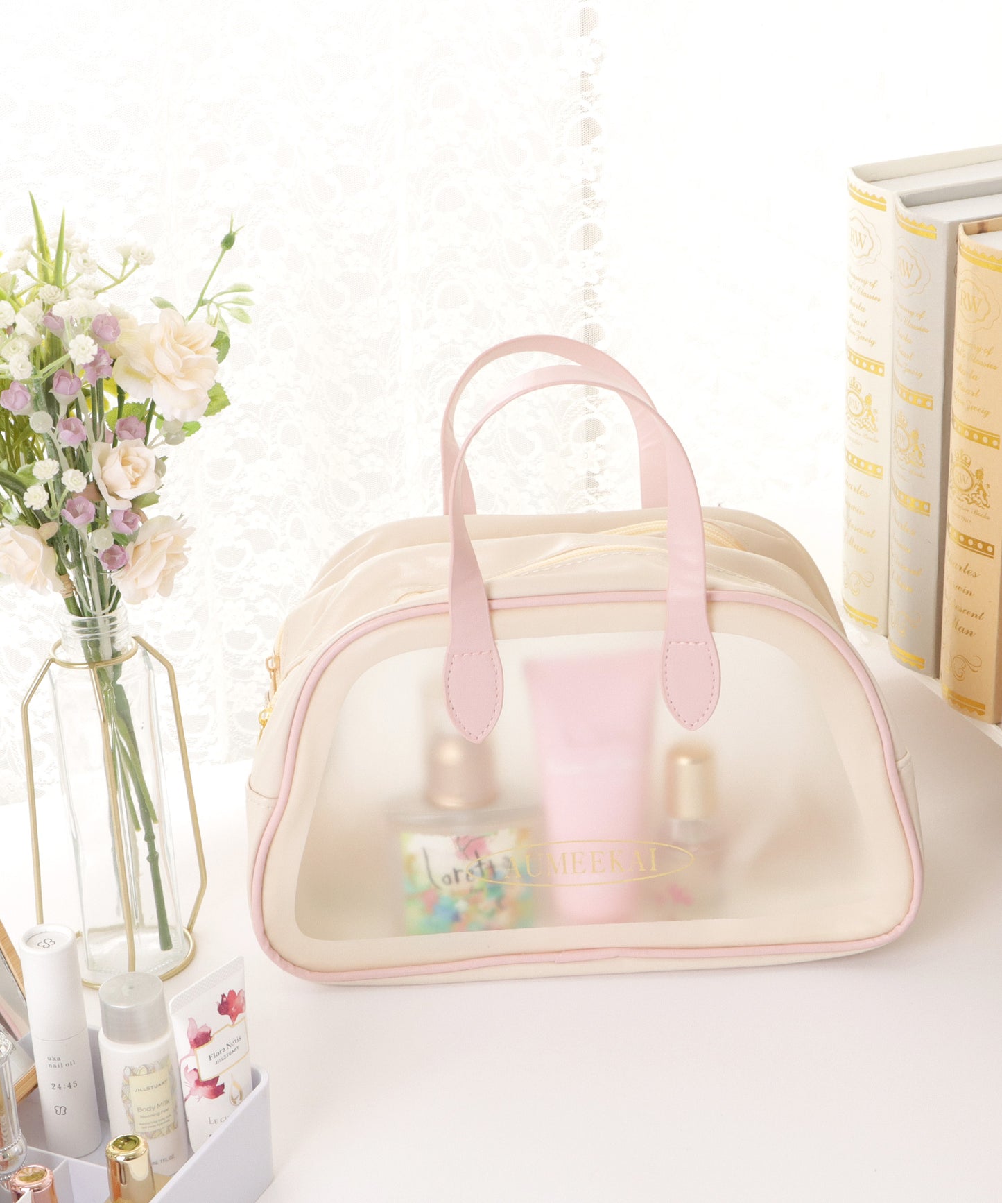 ラウンド型防水分離ポケットトートバッグ