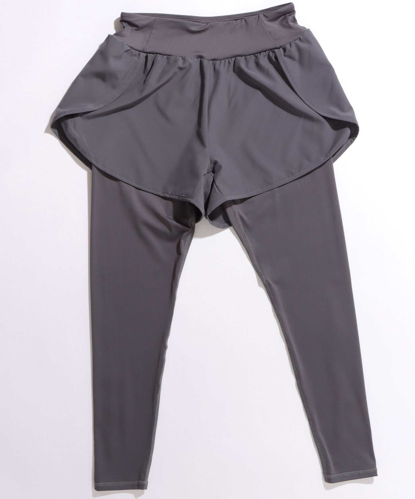 フェイクレイヤード ハイウエスト ポケット付き ヨガ レギンス  水陸両用